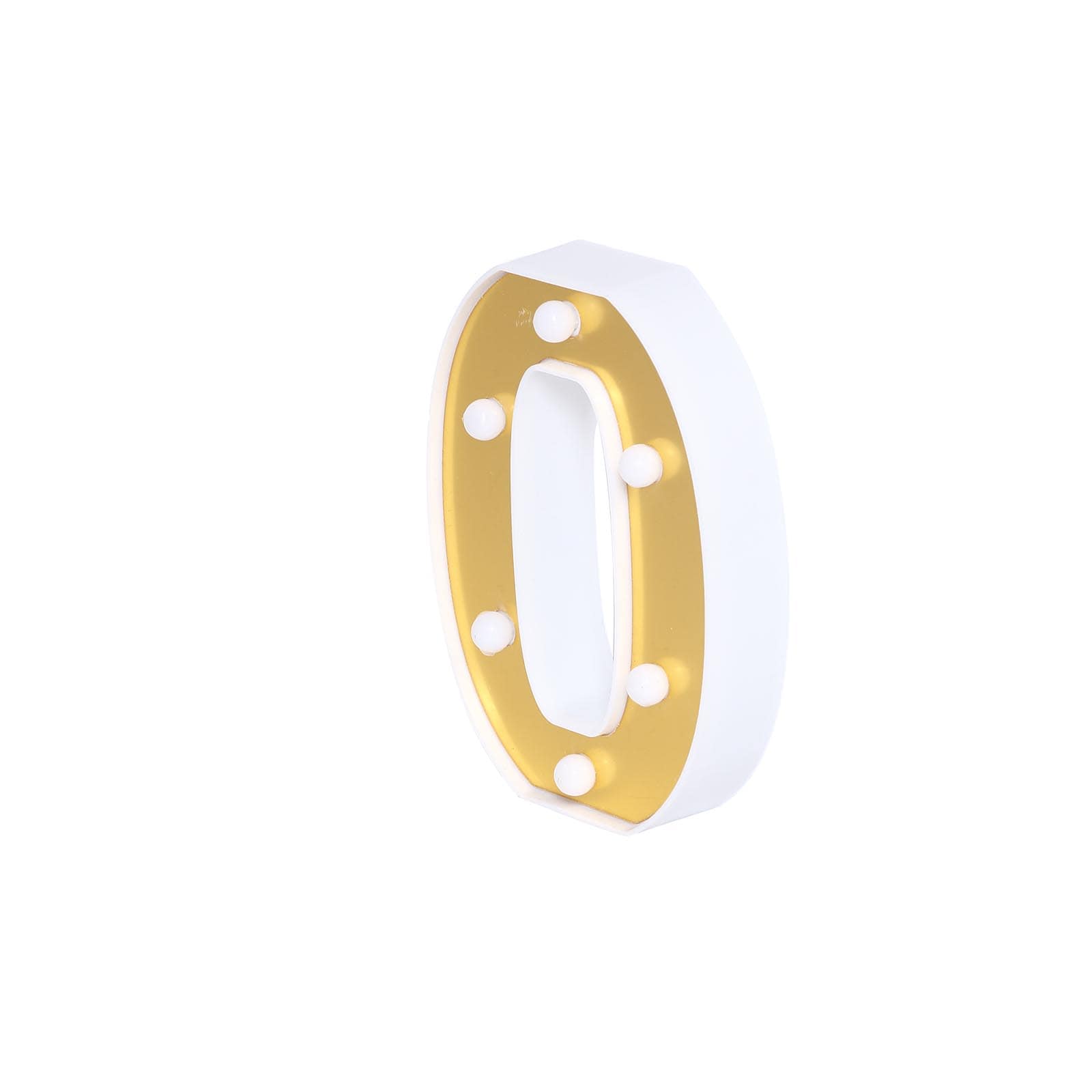 3D Marquee Number "0" Warm White 6 LED Lights Gold - Stylish Light-Up Accent for Events 6"