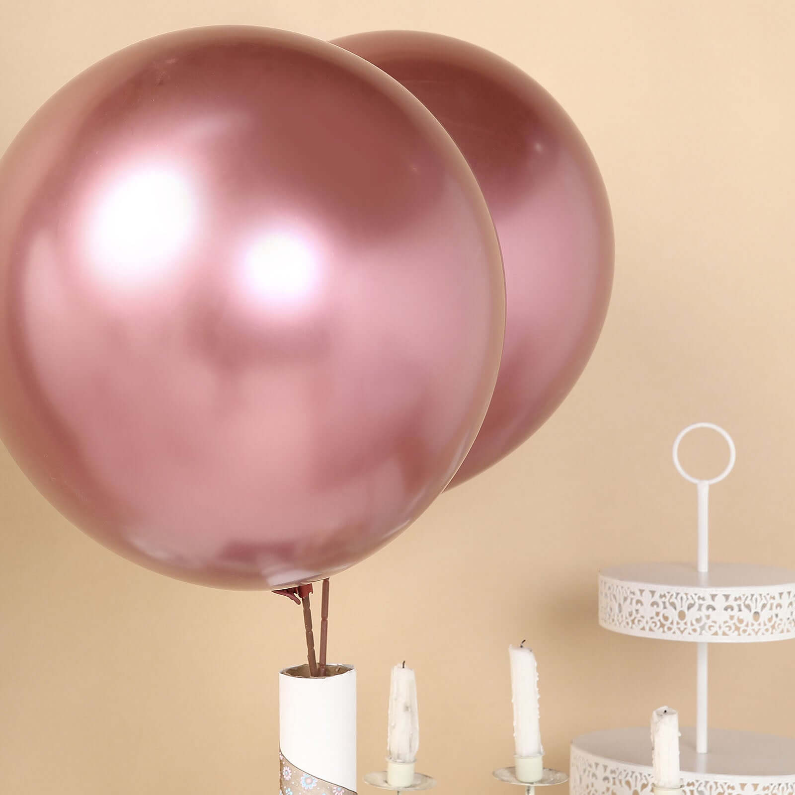 5 Pack 18" Metallic Chrome Pink Latex Helium or Air Party Balloons