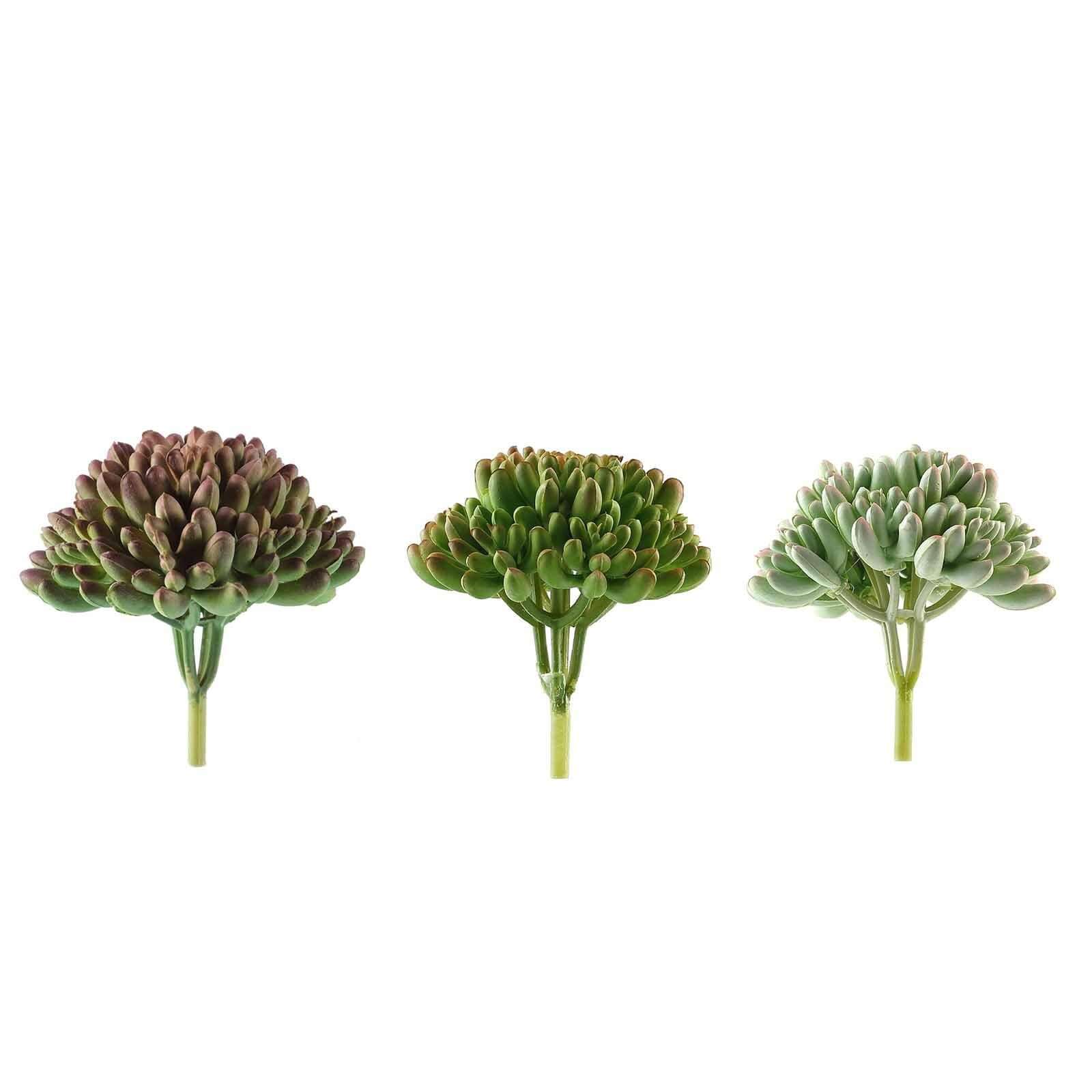3 Pack 4" Artificial PVC Mini Jelly Bean Decorative Succulent Plants