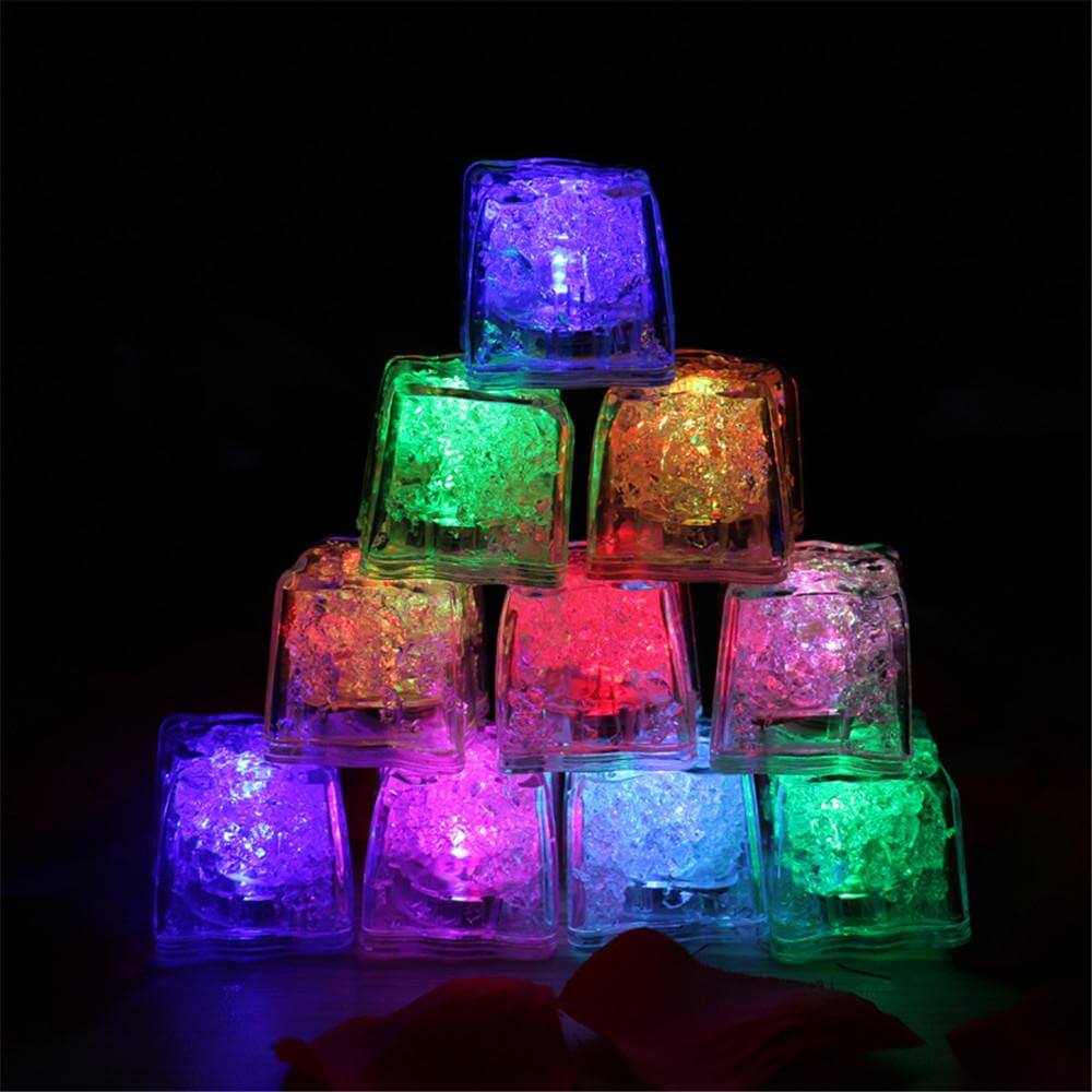12-Pack LED Ice Cubes Submersible Multicolor Design - Adjustable Waterproof Party Lights