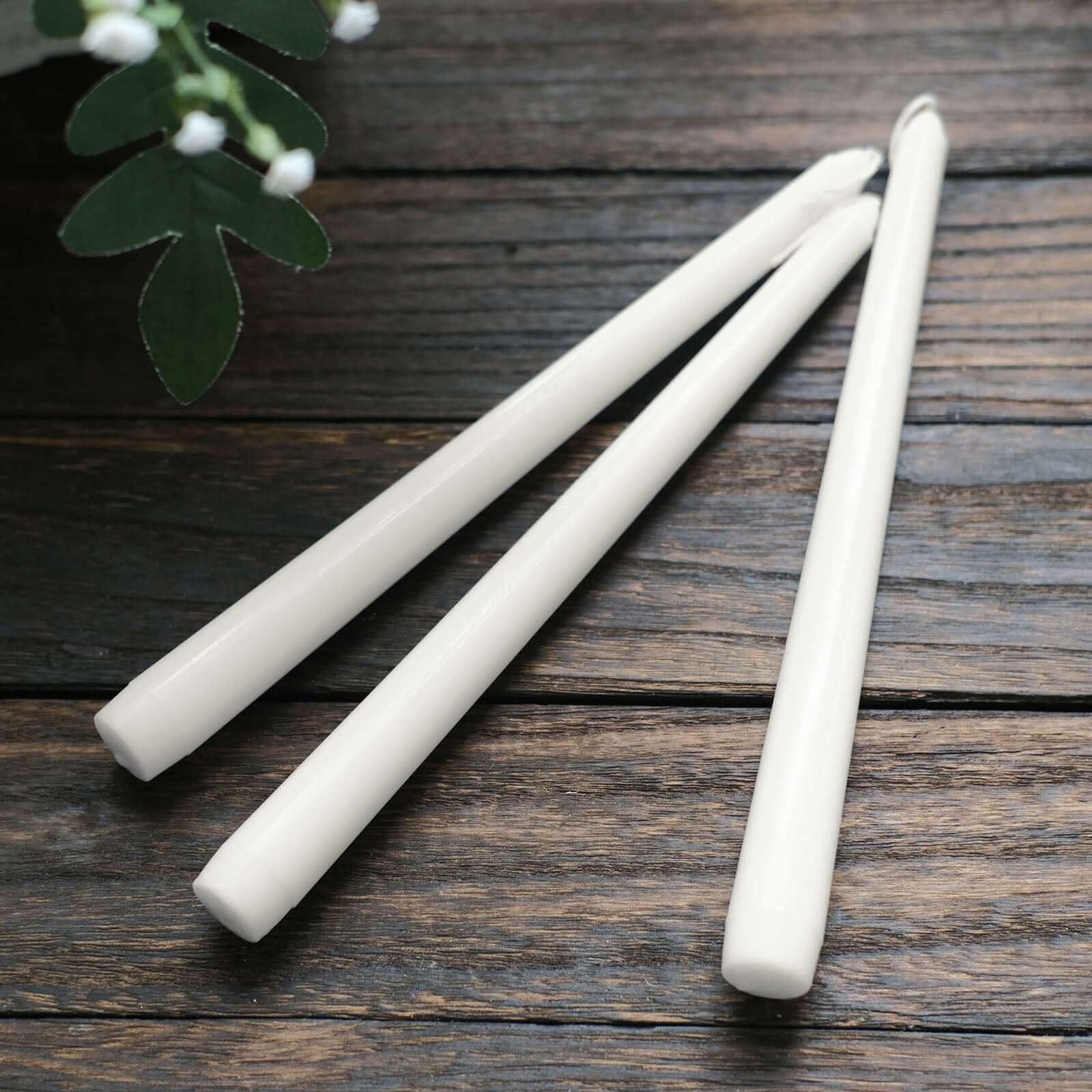 12-Pack Taper Candles Premium Wax Design White - Unscented Candles for Upscale Settings 10"