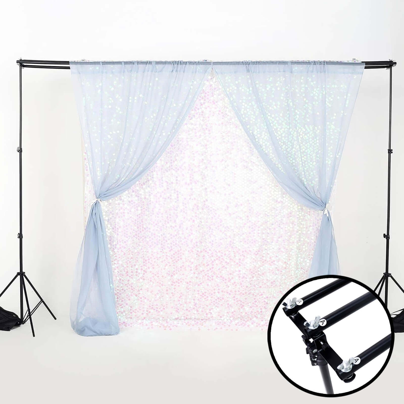 8ftX10ft Metal Triple Crossbar Adjustable Photography Backdrop Stand