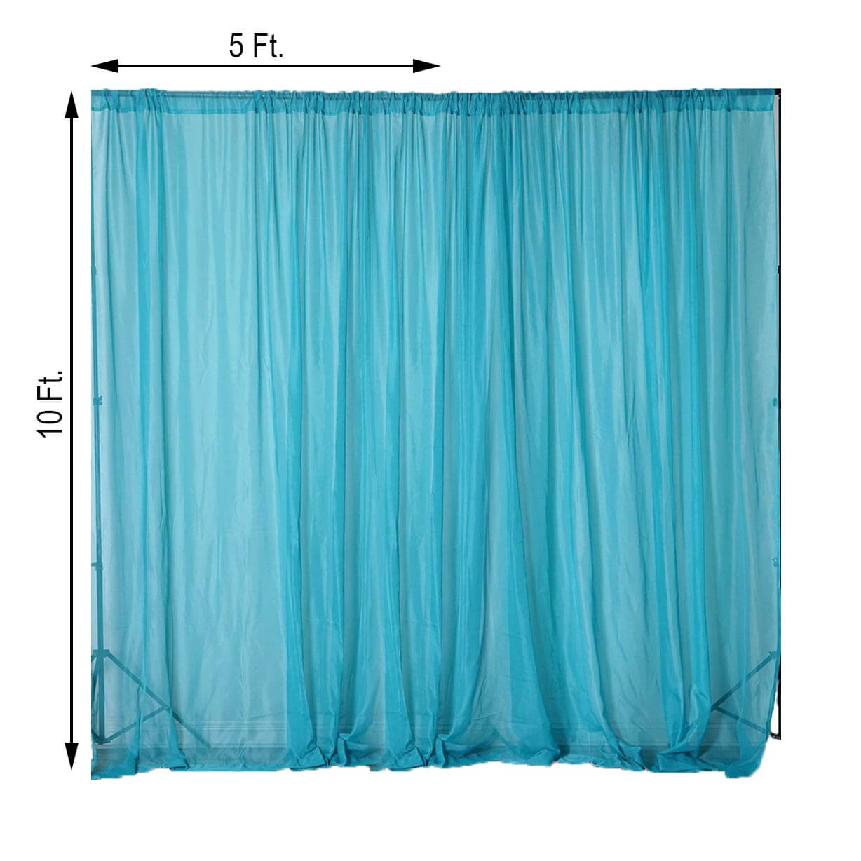 2 Pack Turquoise Sheer Chiffon Event Curtain Drapes, Durable Flame Resistant Premium Organza Backdrop Event Panels With Rod Pockets - 10ftx10ft