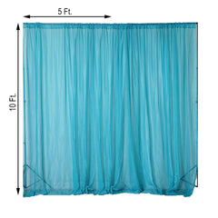 2 Pack Turquoise Sheer Chiffon Event Curtain Drapes, Durable Flame Resistant Premium Organza Backdrop Event Panels With Rod Pockets - 10ftx10ft