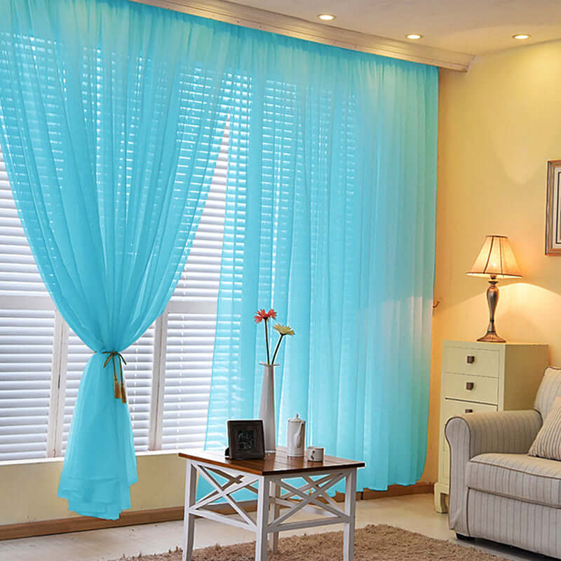 2 Pack Turquoise Sheer Chiffon Event Curtain Drapes, Durable Flame Resistant Premium Organza Backdrop Event Panels With Rod Pockets - 10ftx10ft