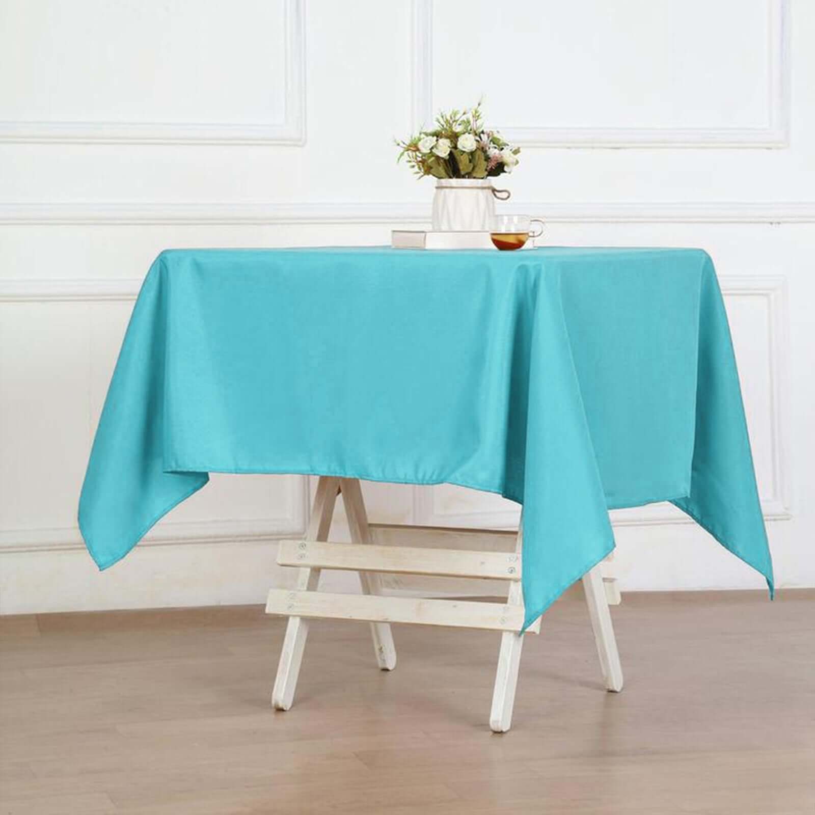 Polyester Square 54"x54" Tablecloth Turquoise - Wrinkle-Resistant & Durable Table Cover