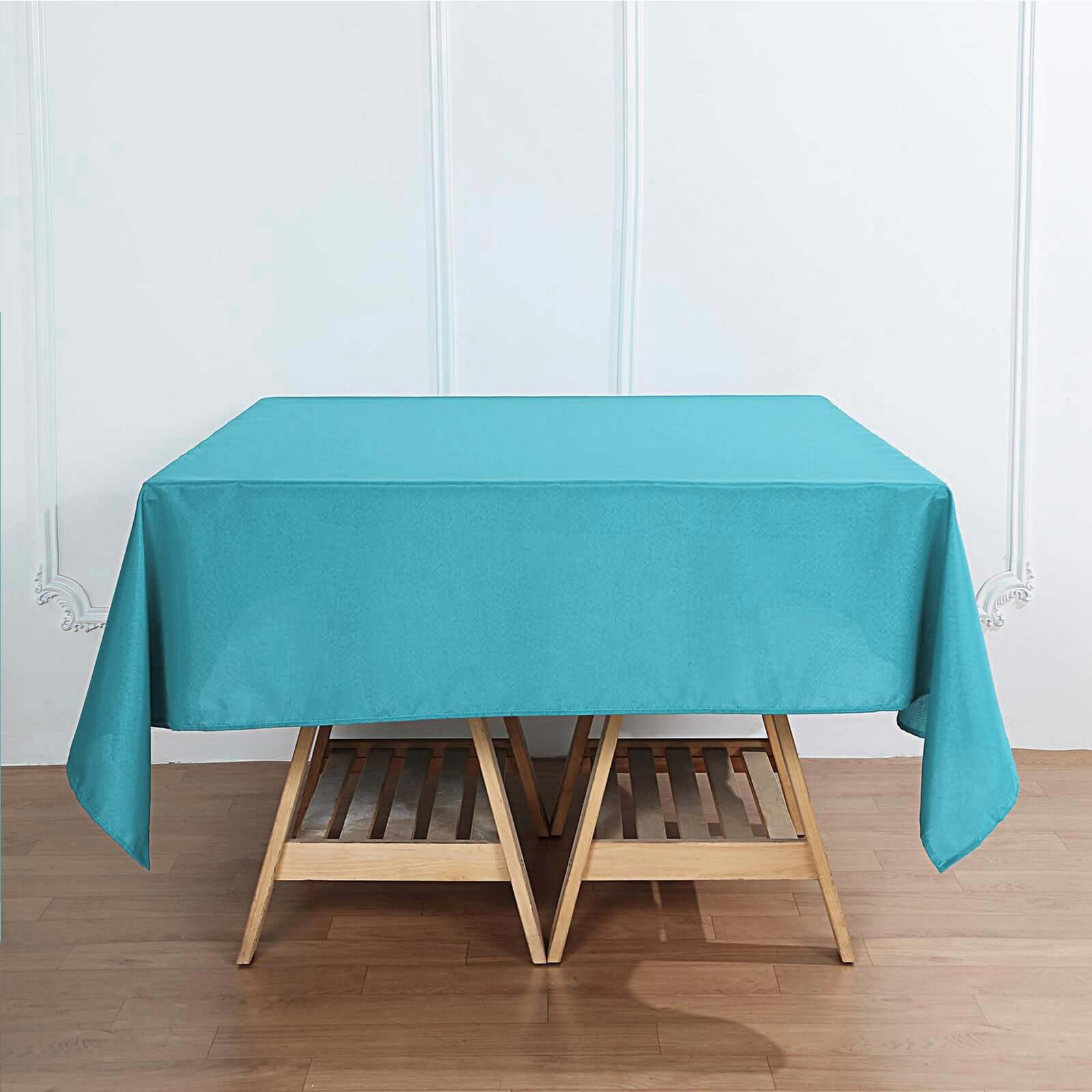 Polyester Square 70"x70" Tablecloth Turquoise - Wrinkle-Resistant & Durable Table Cover