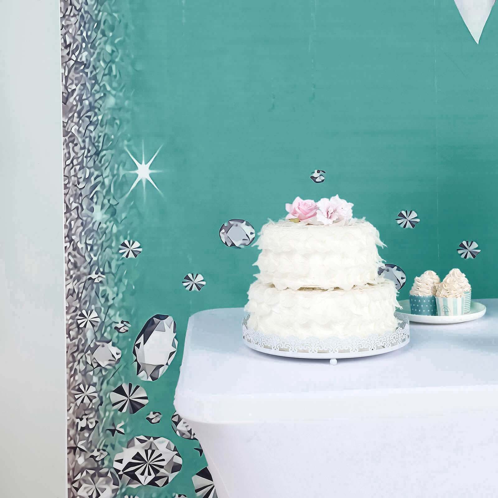 8ftx8ft Turquoise White Bow, Diamond Pearl Print Vinyl Photo Backdrop