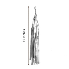 12 Pack Pre-Tied Silver Paper Fringe Tassels With Garland String, Hanging Streamer Banner