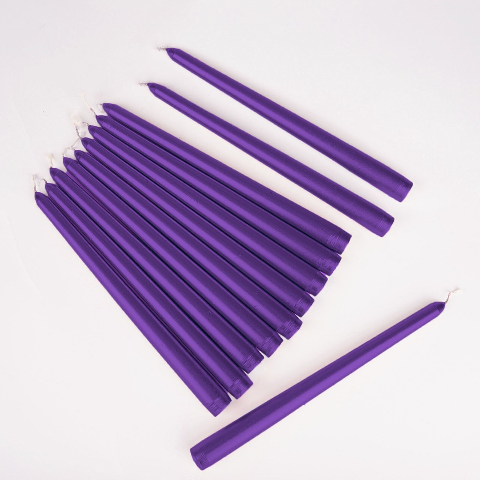12-Pack Taper Candles Premium Wax Design Purple - Unscented Candles for Upscale Settings 10"