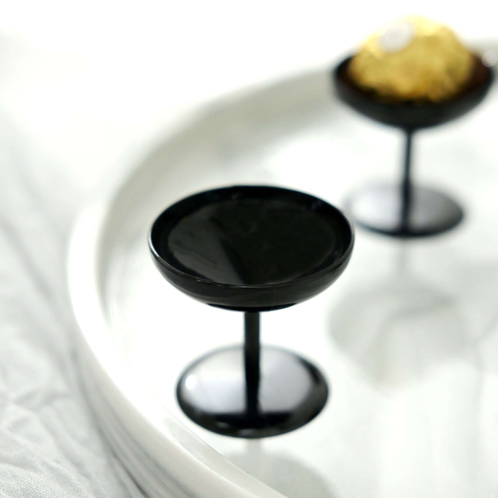 12-Pack Dessert Cup Candy Dishes Black - Decorative Mini Pedestal Stands for Treats 2"