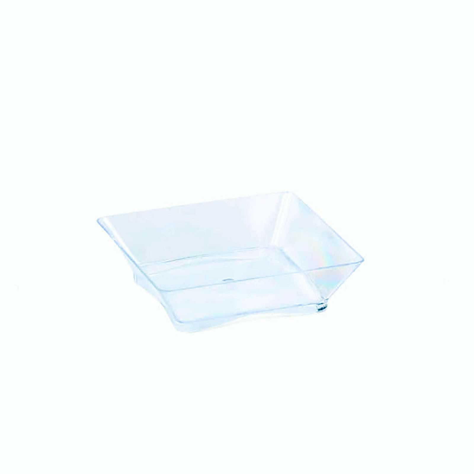 50-Pack Appetizer Plates Modern Square Design Clear - Plastic Disposable Bowls for Desserts 2"