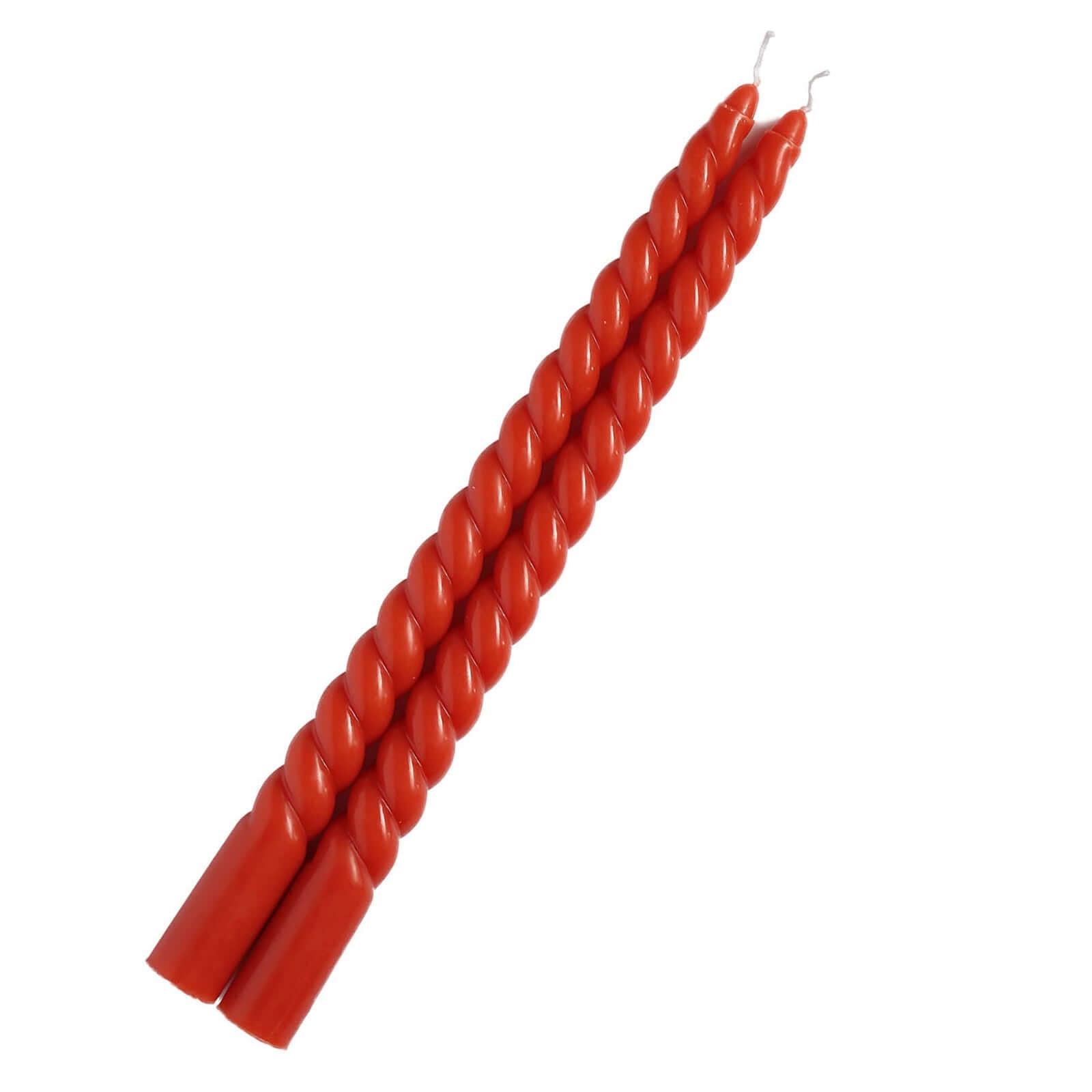 12-Pack Taper Candles Spiral Long Burn Wick Design Terracotta (Rust) - Premium Unscented Wax Dinner Candle Sticks 11"