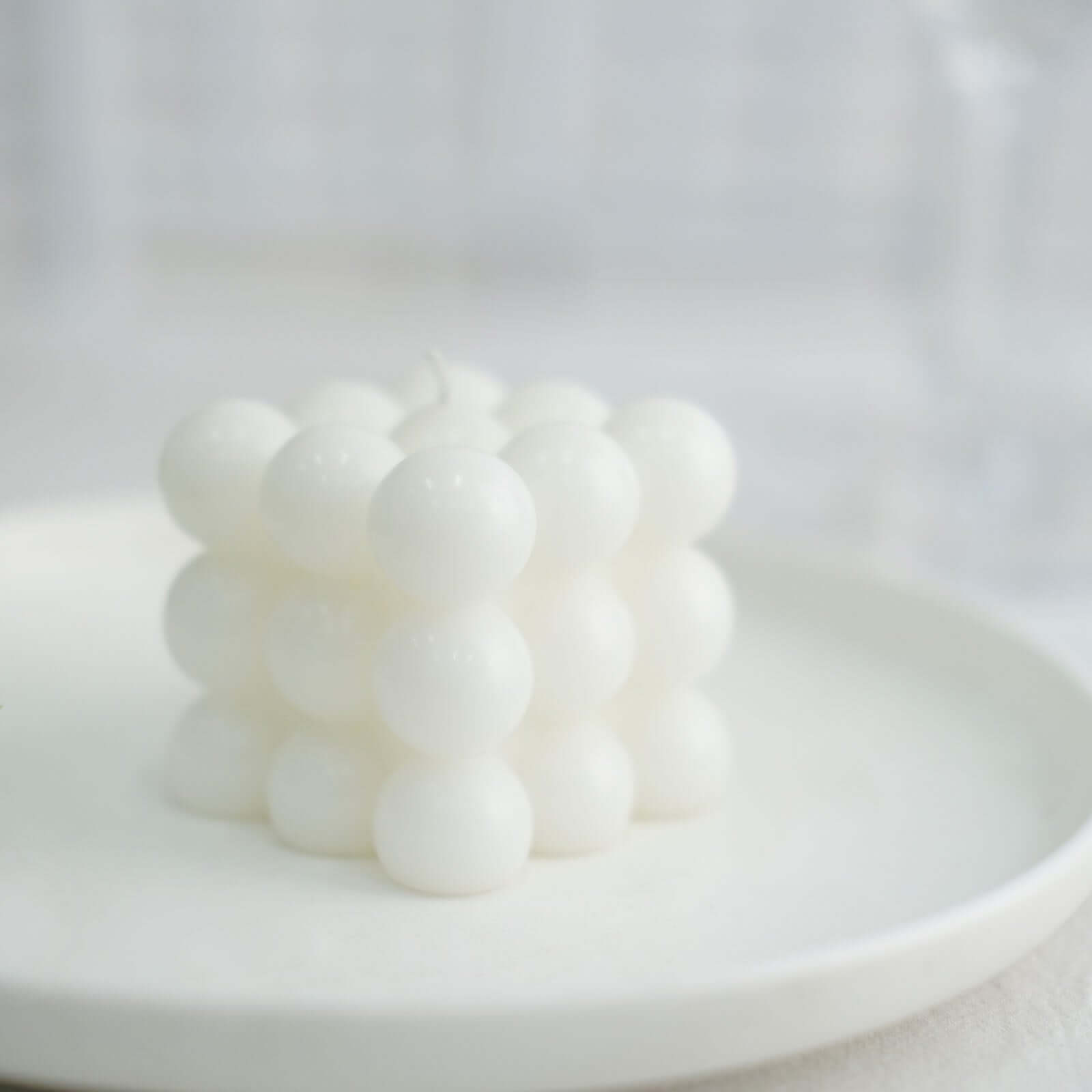 2-Pack Decorative Paraffin Wax Candles Bubble Cube Design White - Unscented Long Burning Pillar Candle Set 2"