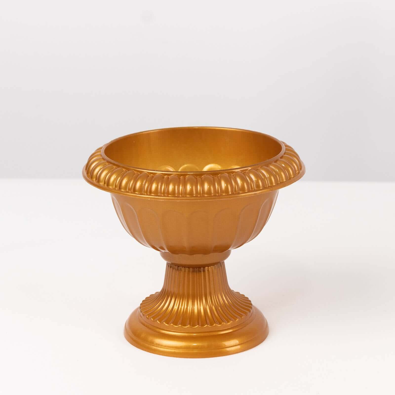 4-Pack Plastic Flower Pot Vases Roman Style Gold - Classic Floral Urn Planter Table Centerpieces 6"