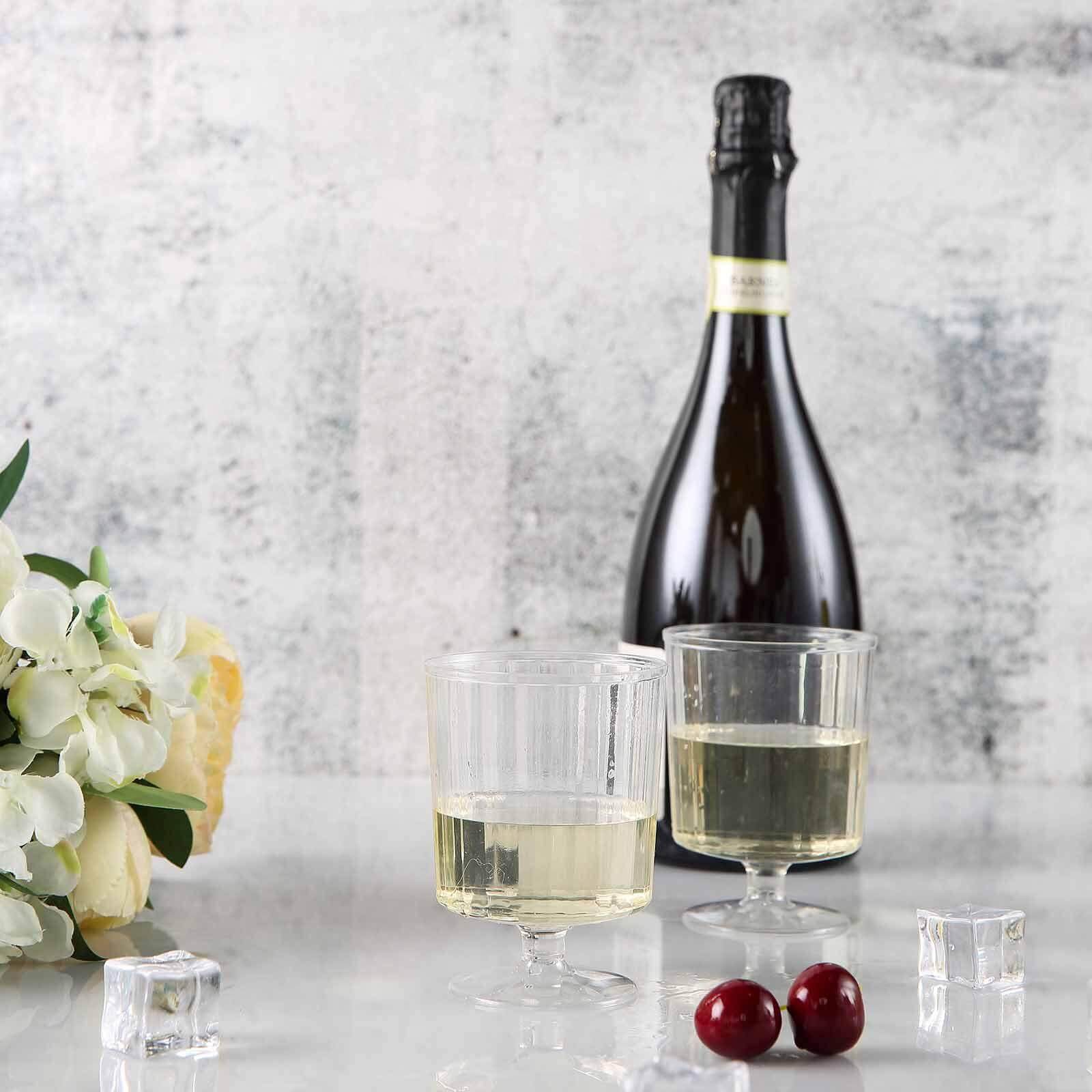 12-Pack Plastic Wine Glasses Clear Short Stem - Durable Disposable Drinkware for Wine 8oz