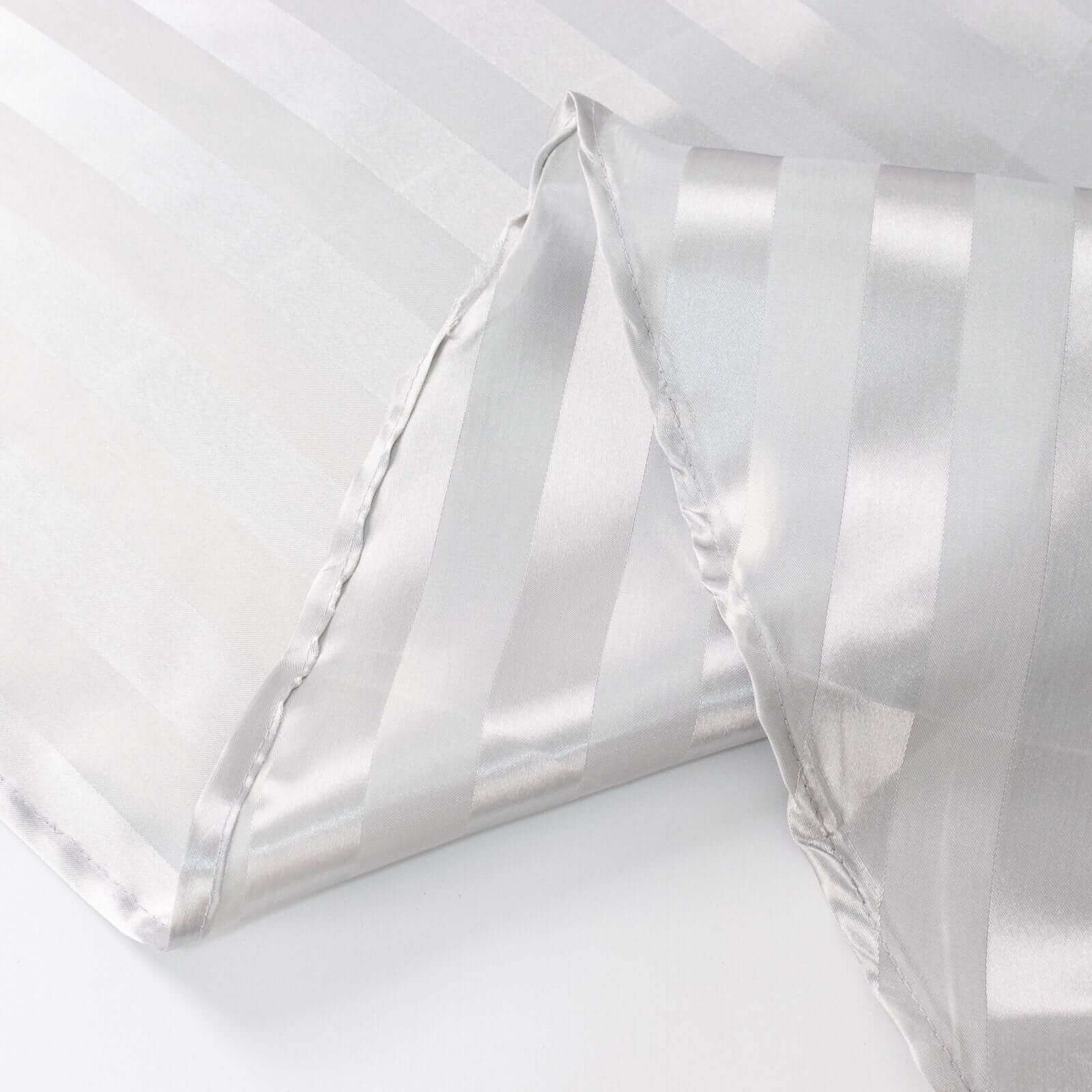 Satin 12"x108" Table Runner Silver Stripe - Stripe Table Decor
