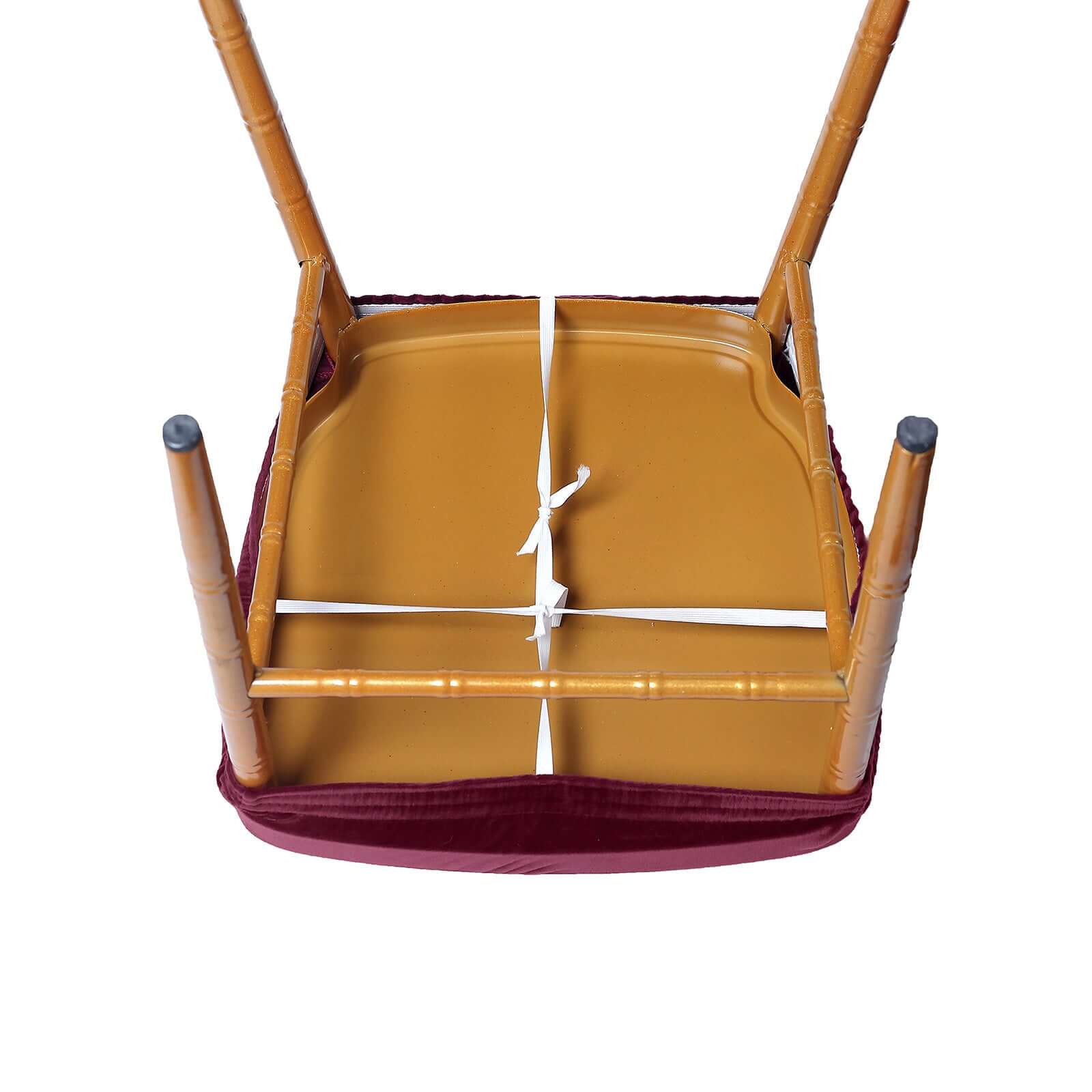 Velvet Chair Cushion Protector Stretch with Tie for Dining Chairs Burgundy - Durable Cover for Formal Gatherings