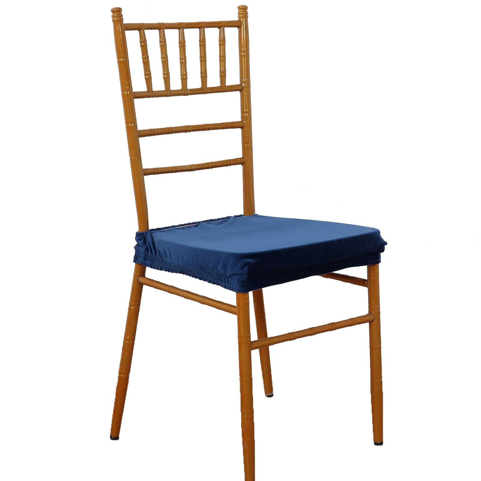 Velvet Chair Cushion Protector Stretch with Tie for Dining Chairs Navy Blue - Durable Cover for Formal Gatherings