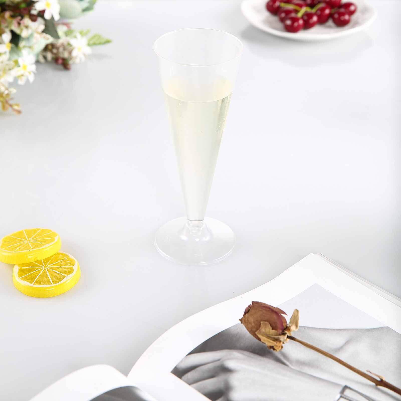 12-Pack Plastic Champagne Flutes Trumpet Clear - Durable Disposable Toasting Glasses 7oz