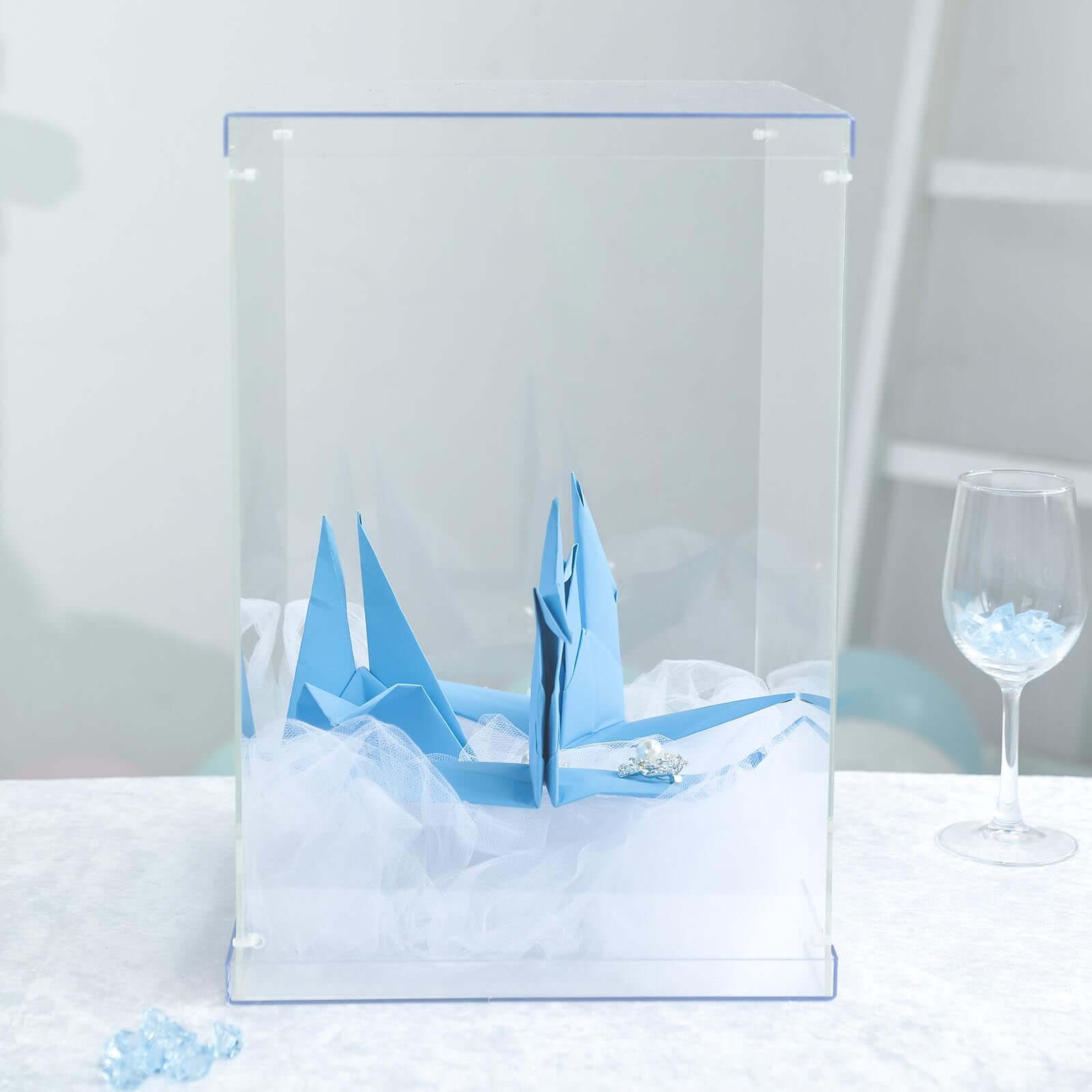 Acrylic Pedestal Riser Display Box Transparent Clear - Functional Centerpiece for Weddings and Parties 16"
