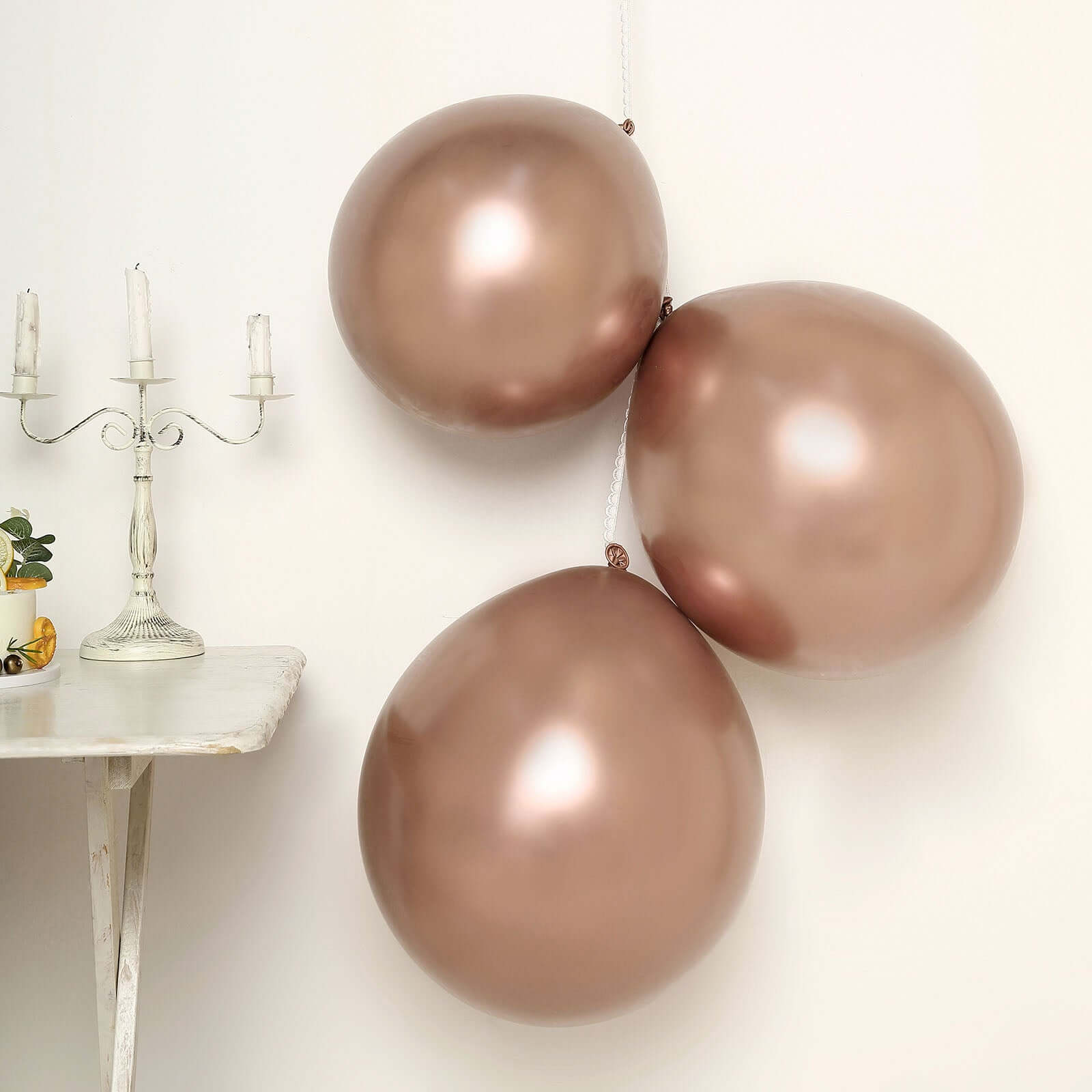 5 Pack 18" Metallic Chrome Rose Gold Latex Helium Air Balloons