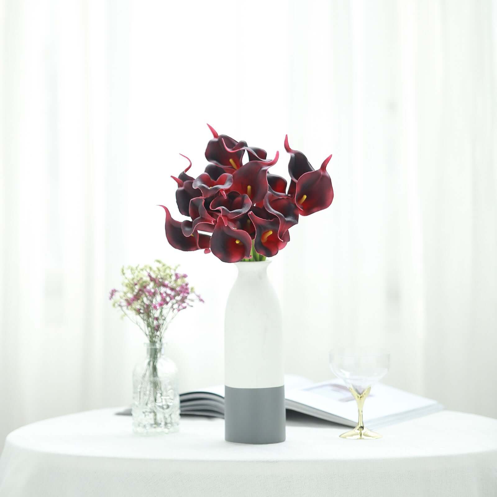 20 Stems 14" Burgundy Artificial Poly Foam Calla Lily Flowers