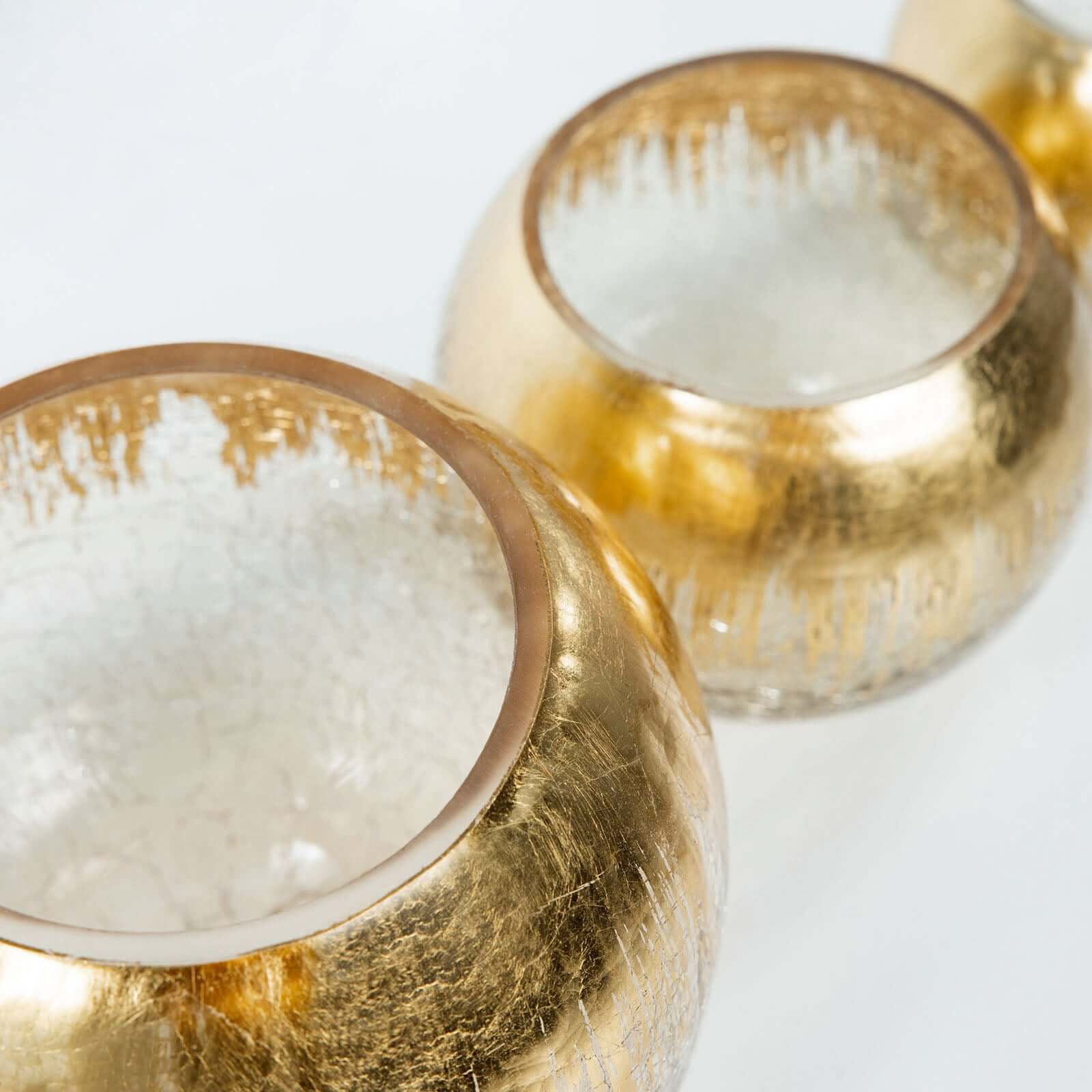 Glass Flower Vase Gold Foiled Crackle Bubble - Decorative Floral Centerpiece for Tables 6"