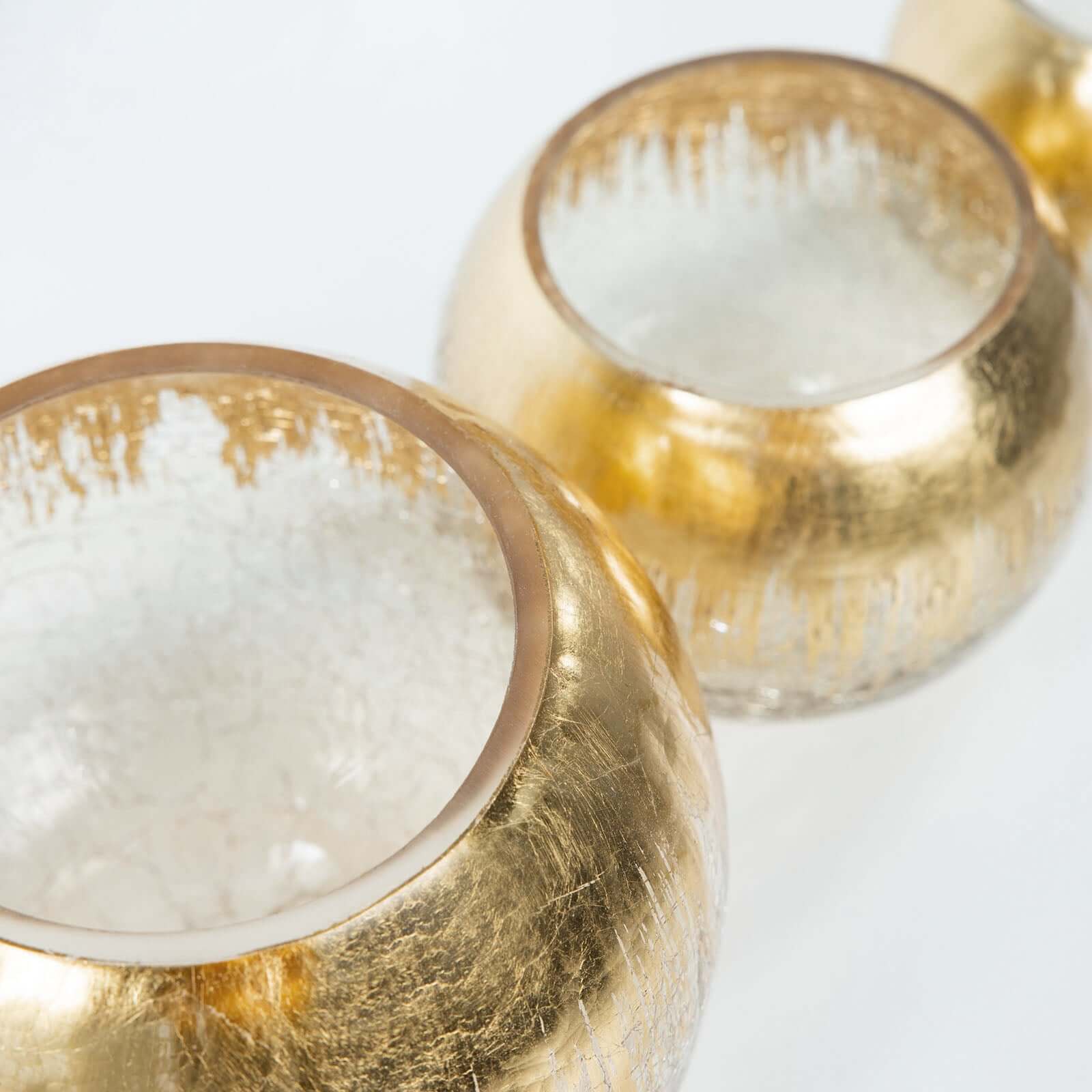Glass Flower Vase Gold Foiled Crackle Bubble - Stylish Centerpiece for Events 4.5"