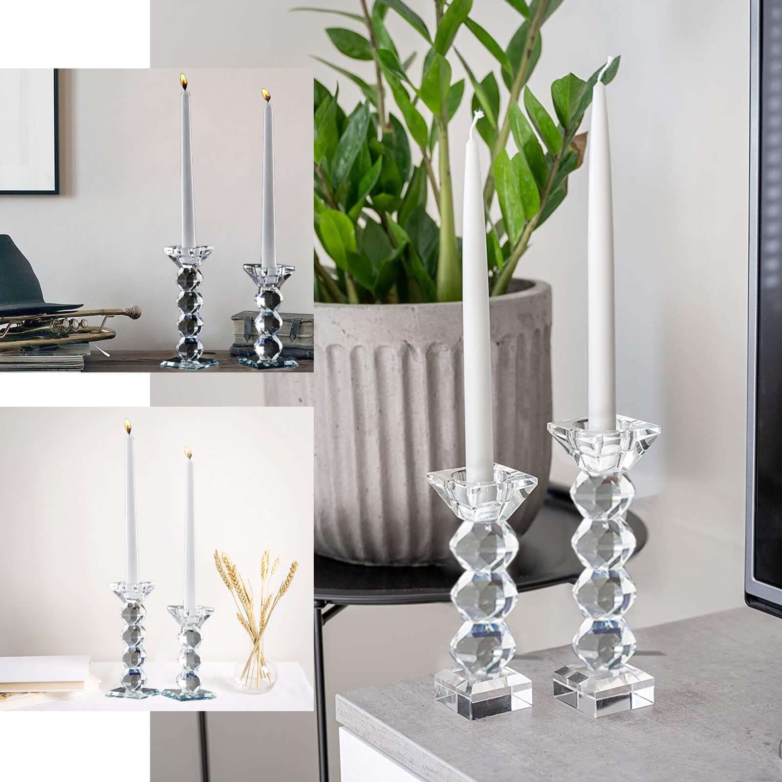 Gemcut Crystal Glass Votive Candle Holder Stand, Decorative Candle Display Piece 7" Tall