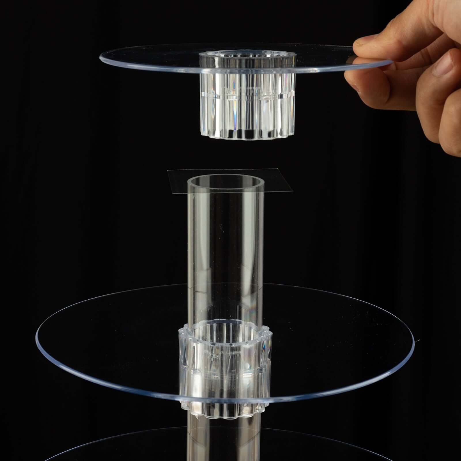 4-Tier Acrylic Round Cupcake Stand Clear - Heavy Duty Easy To Assemble Dessert Tower Holder Pastry Display with Film Sheets for Modern Minimalist Buffet Party Tables 14"