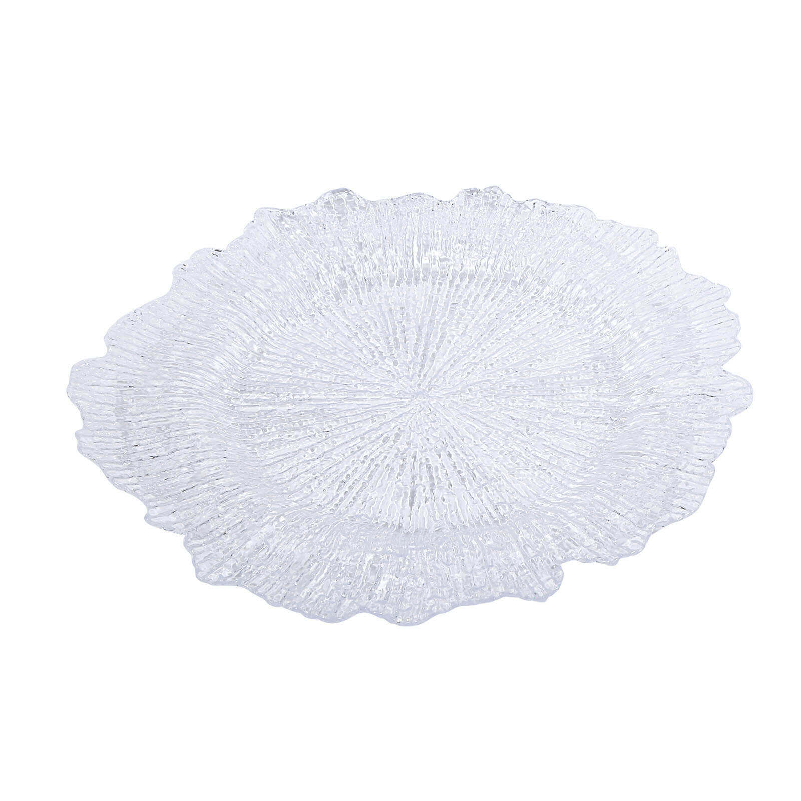 6-Pack Plastic Round Charger Plates 12" in Clear with Reef Design, Decorative Dinner Party Serving Plates