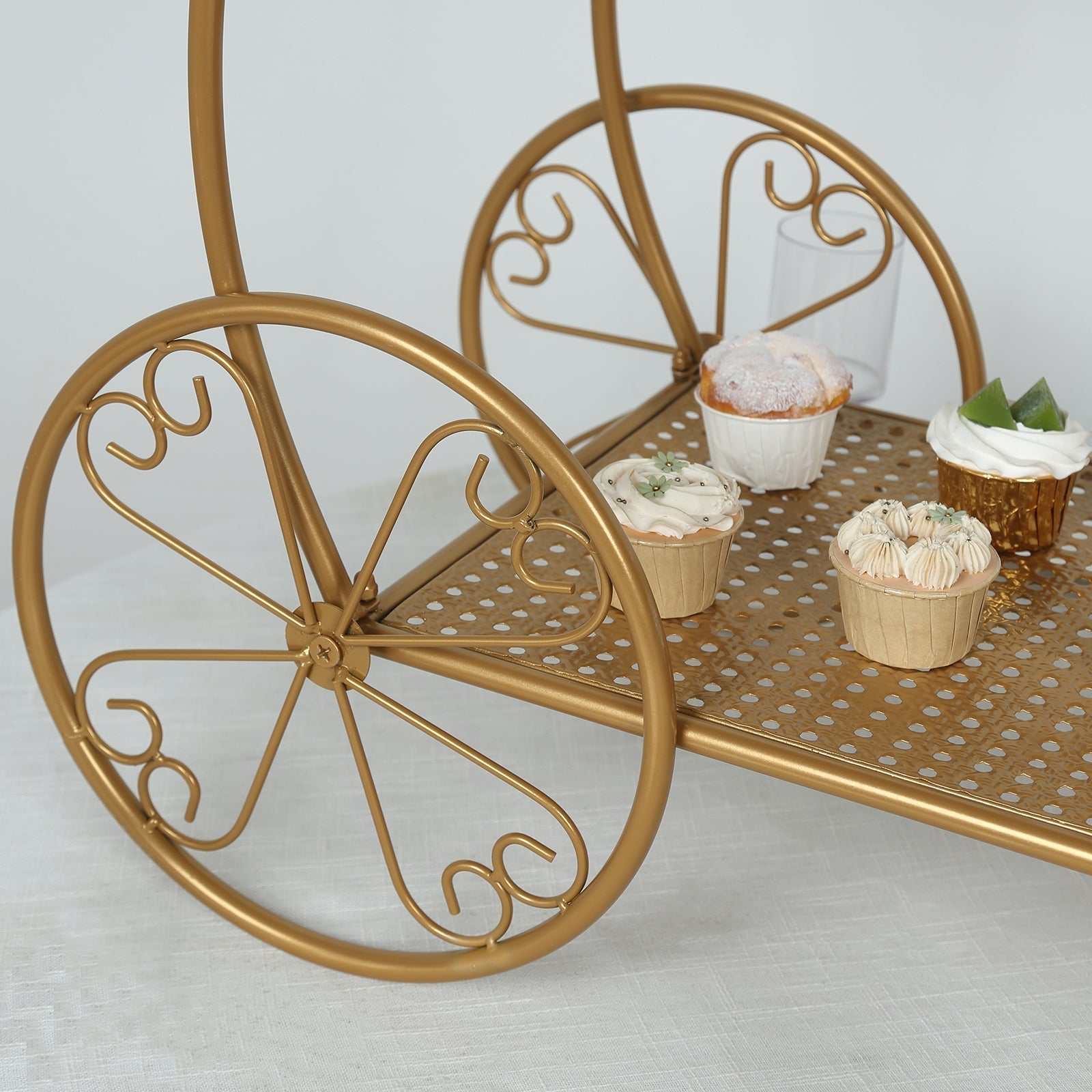 2-Tier Metal Cupcake Stand Gold - Giant Enchanting Cinderella Carriage-Inspired Pumpkin Coach Centerpiece Dessert Display Stand for Pastries & Party Favors 28"