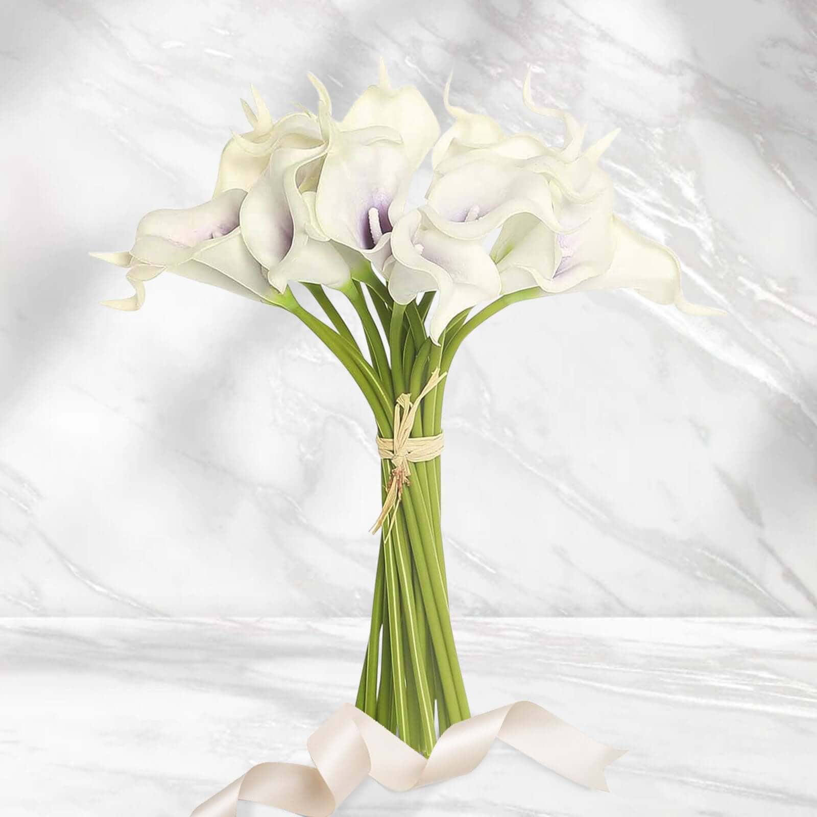 20 Stems 14" White Purple Artificial Poly Foam Calla Lily Flowers