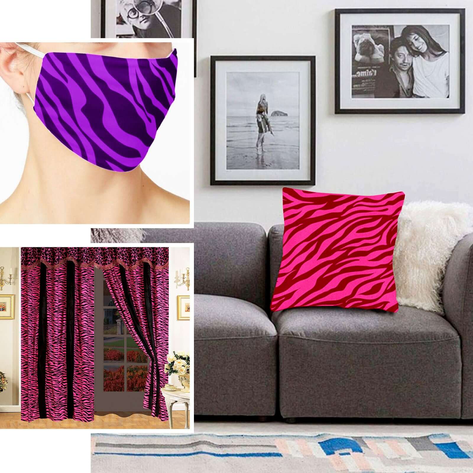 54"x10 Yards Eggplant Zebra Animal Print Taffeta Fabric Roll