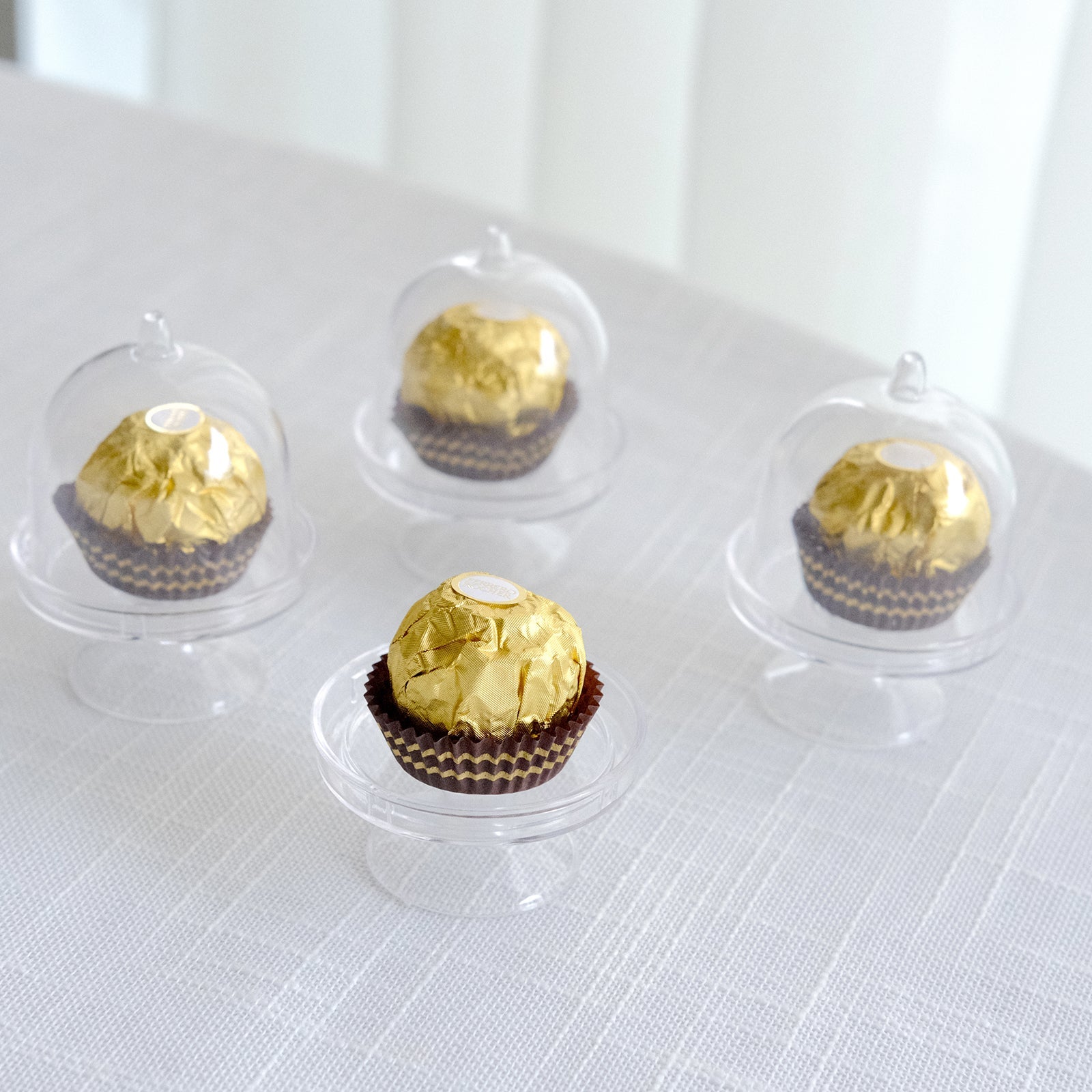 12-Pack Fillable Mini Pedestal Candy Container Clear - Stylish Candy Treat Favor Containers with Dome Lid 3"