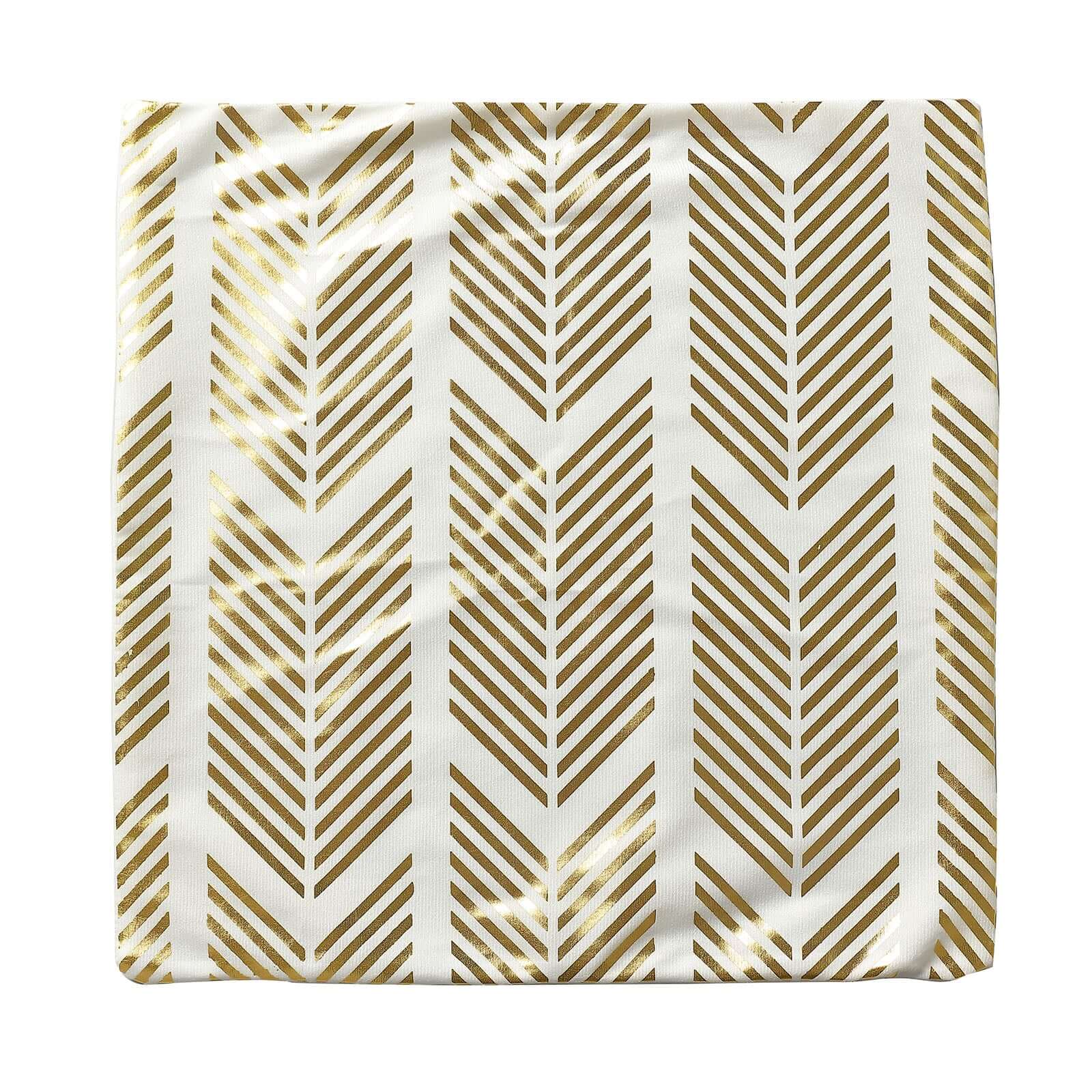 Set Of 4 18" White Gold Foil Geometric Print Throw Pillow Covers, Velvet Square Sofa Cushion Covers