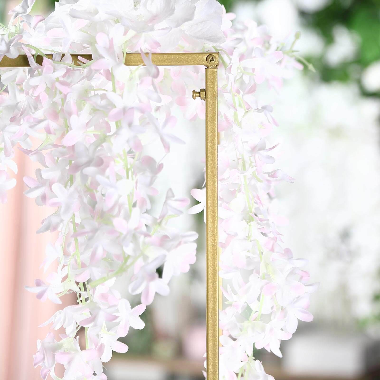Set of 4 Metal Flower Stands Frame Wedding Column Centerpieces Matte Gold - Durable Display 16"/24"/32"/40"