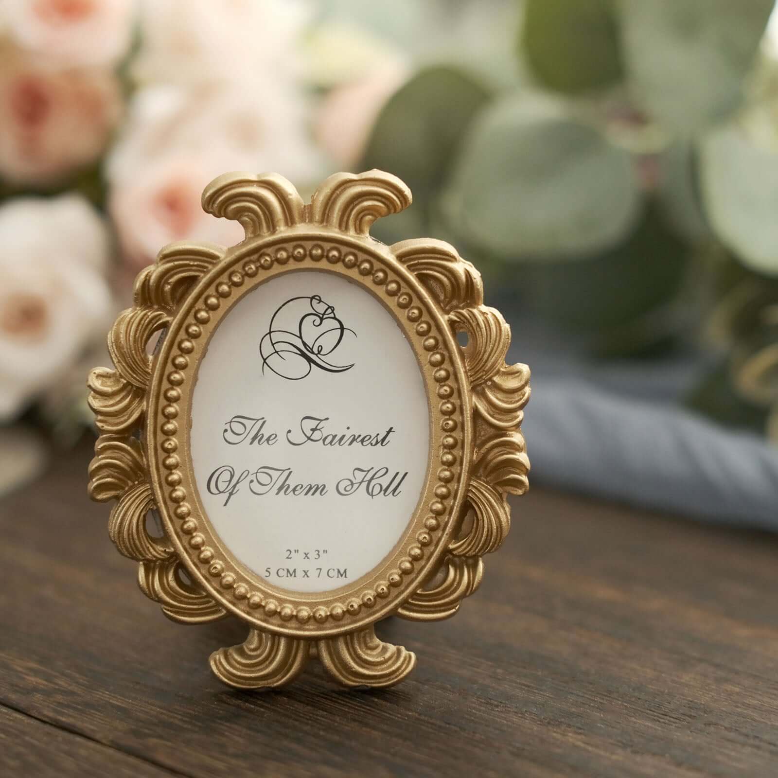 4-Pack Picture Frames Gold Resin Decorative Baroque Oval Design - Beaded Place Card Holders & Party Favors 4"