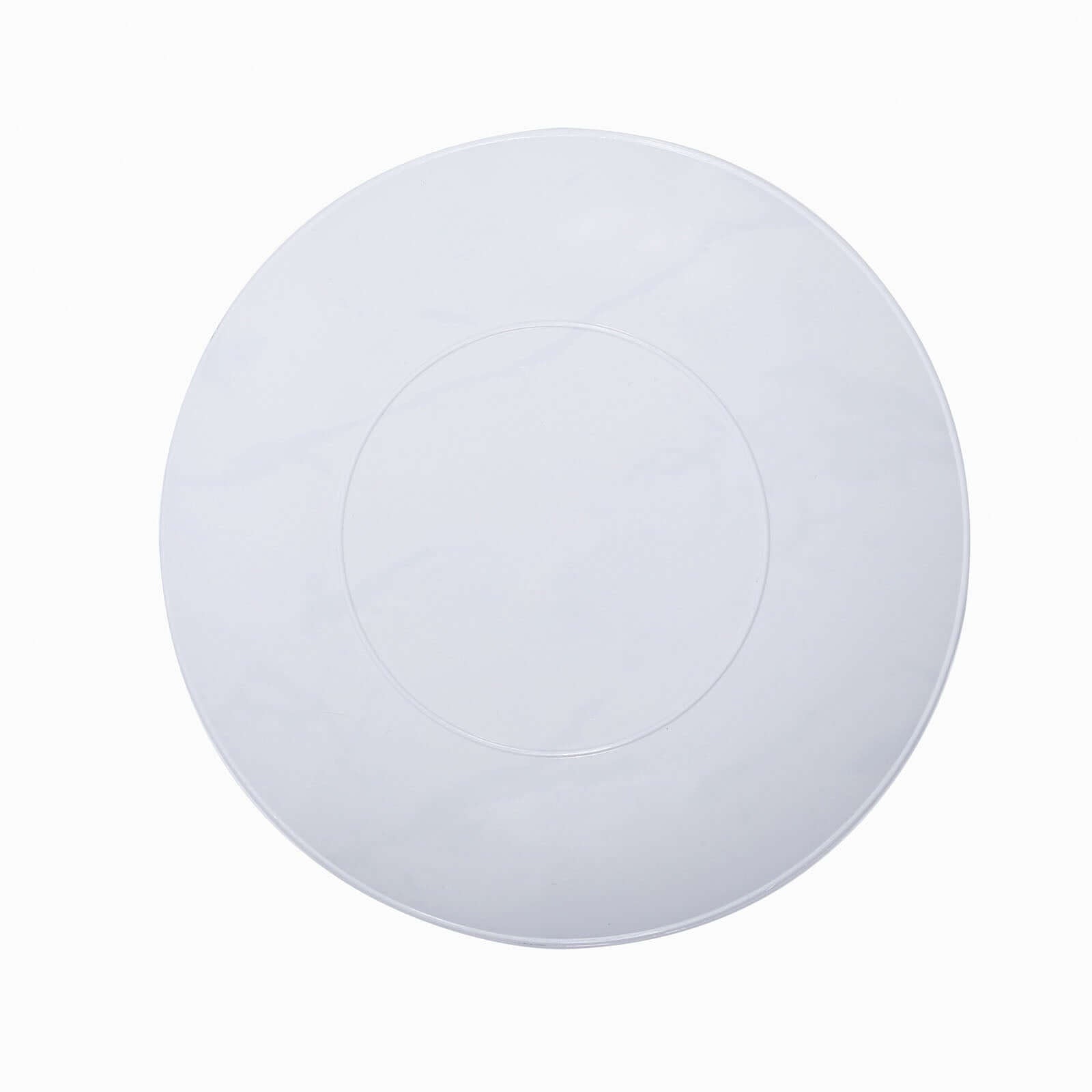 10-Pack Plastic 8" Round Dessert Plates in White with Gold Marble Print - Disposable Appetizer/Salad Plates for Chic Banquets & Special Occasions