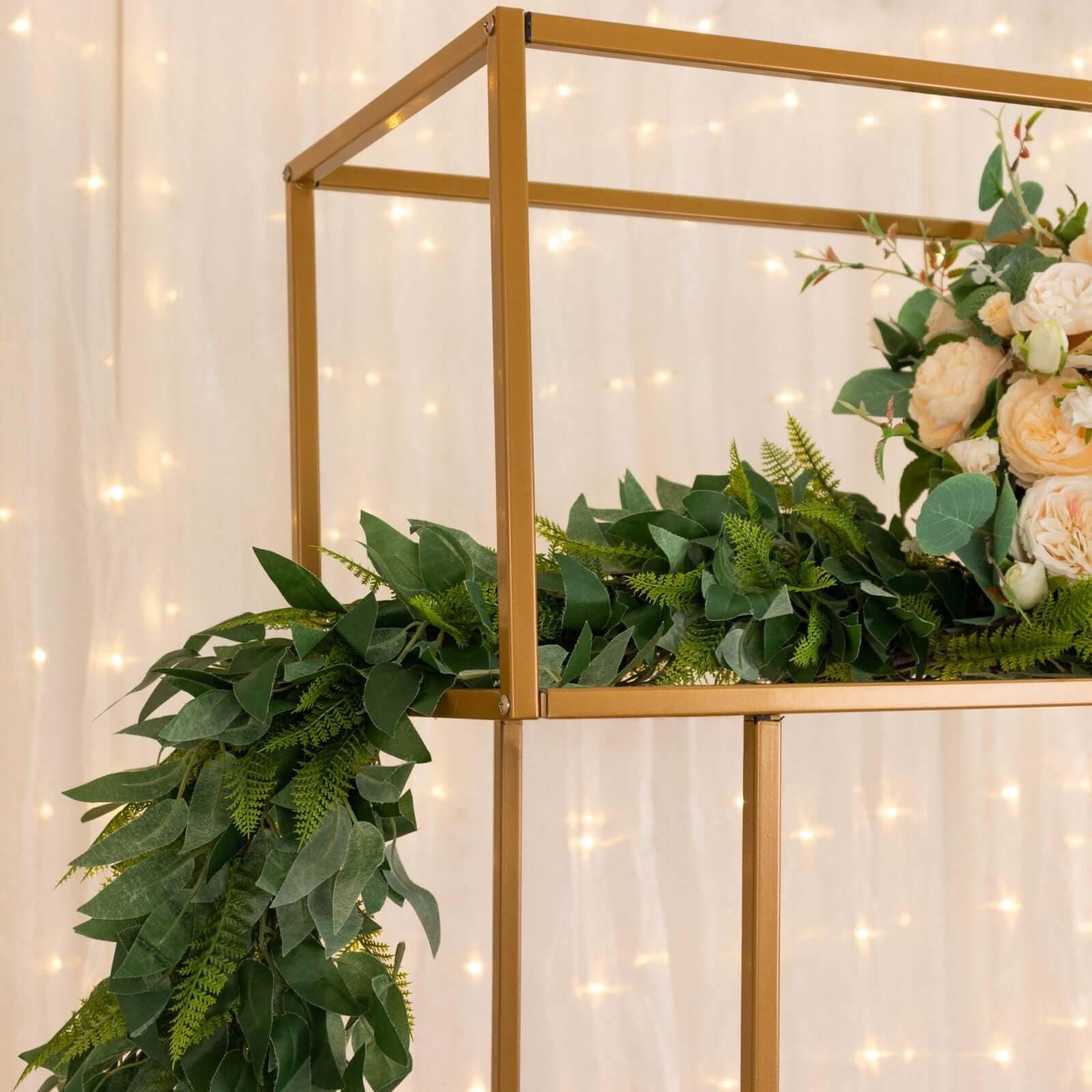 Floral Display Rack Heavy Duty Design Metal Gold - Rectangular Tall Centerpiece Stand 48"