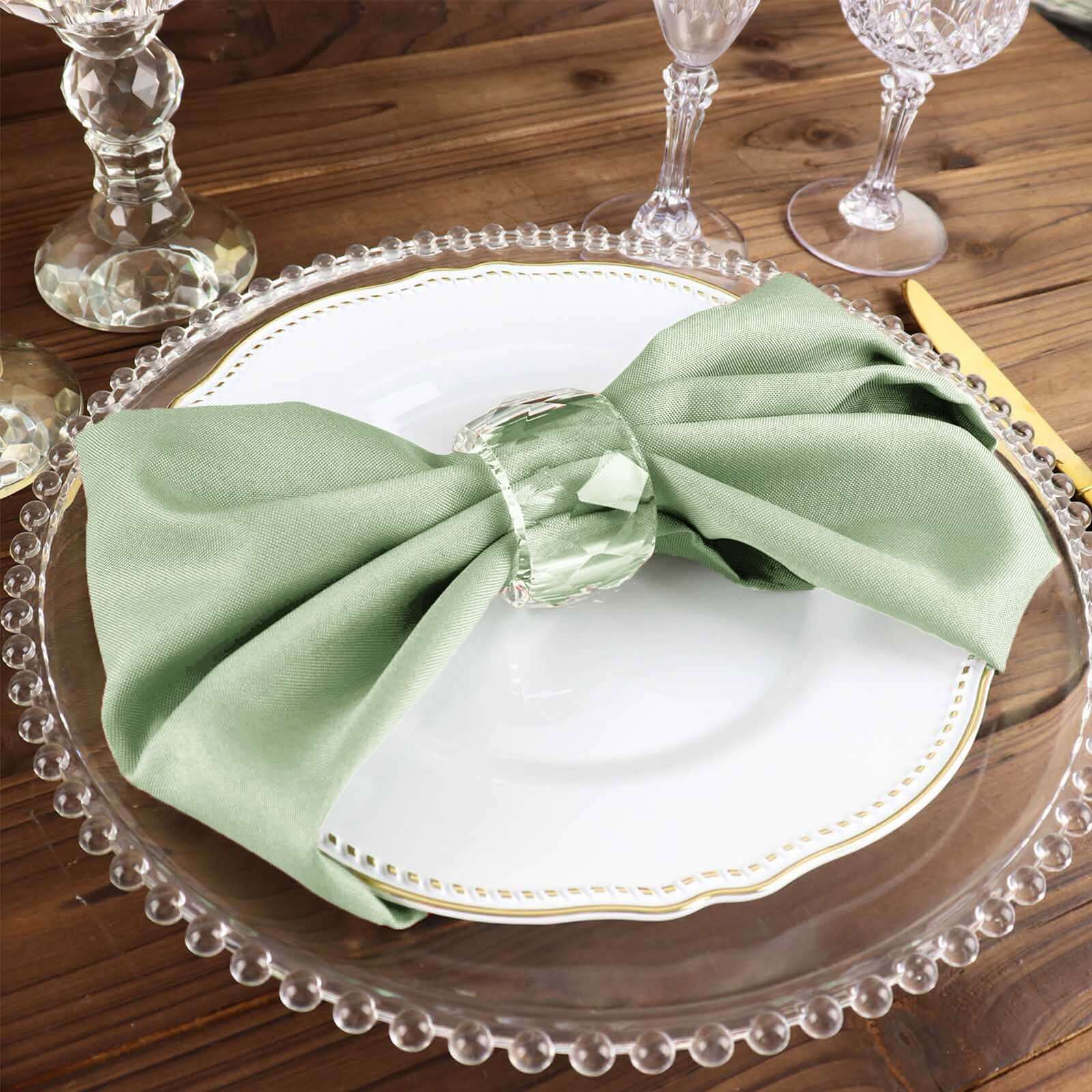 5 Pack Polyester 17"x17" Napkins Sage Green - Durable & Wrinkle Resistant Dinner Napkins