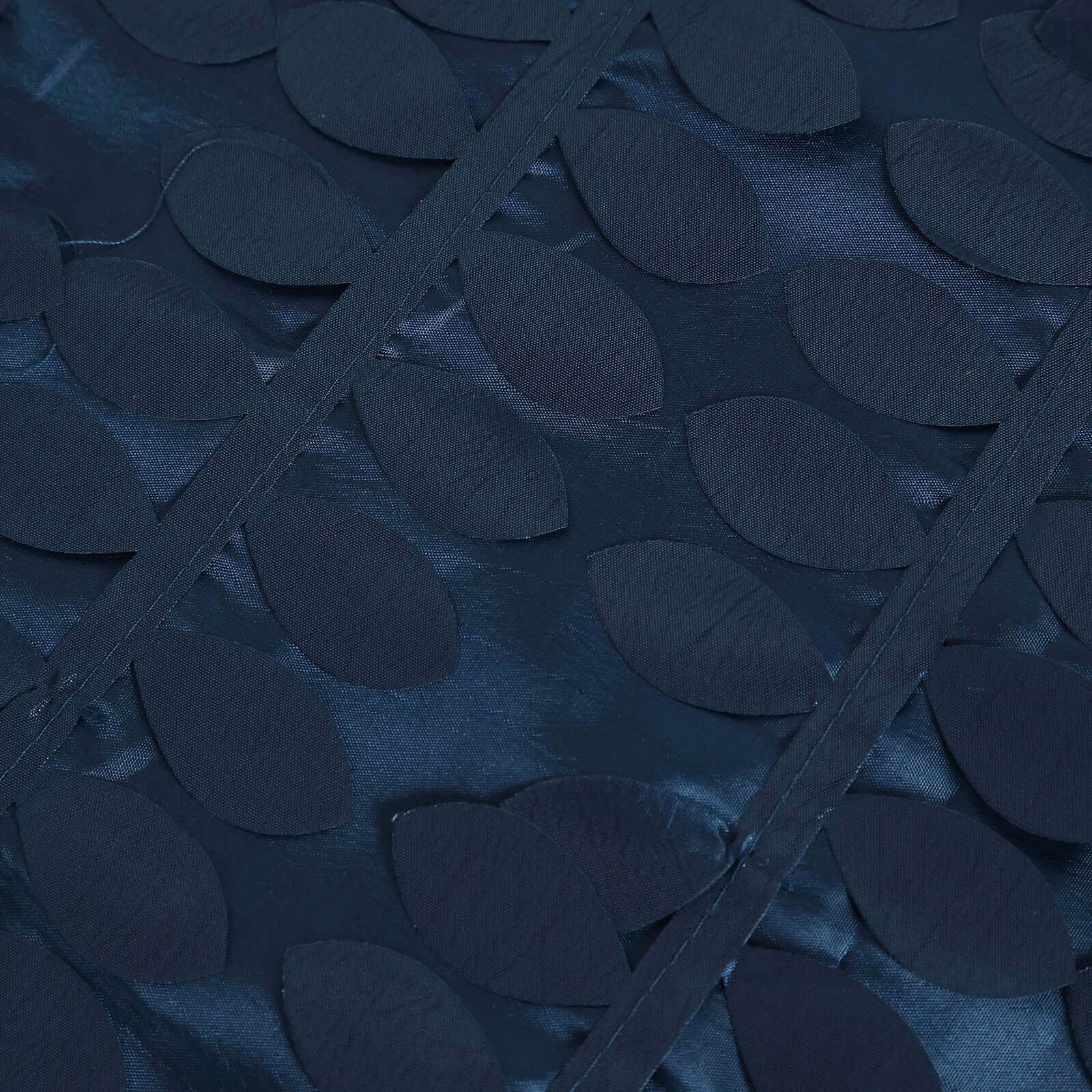 Taffeta 90"x156" Rectangle Tablecloth Navy Blue | 3D Leaf Petal Design Seamless Table Cover