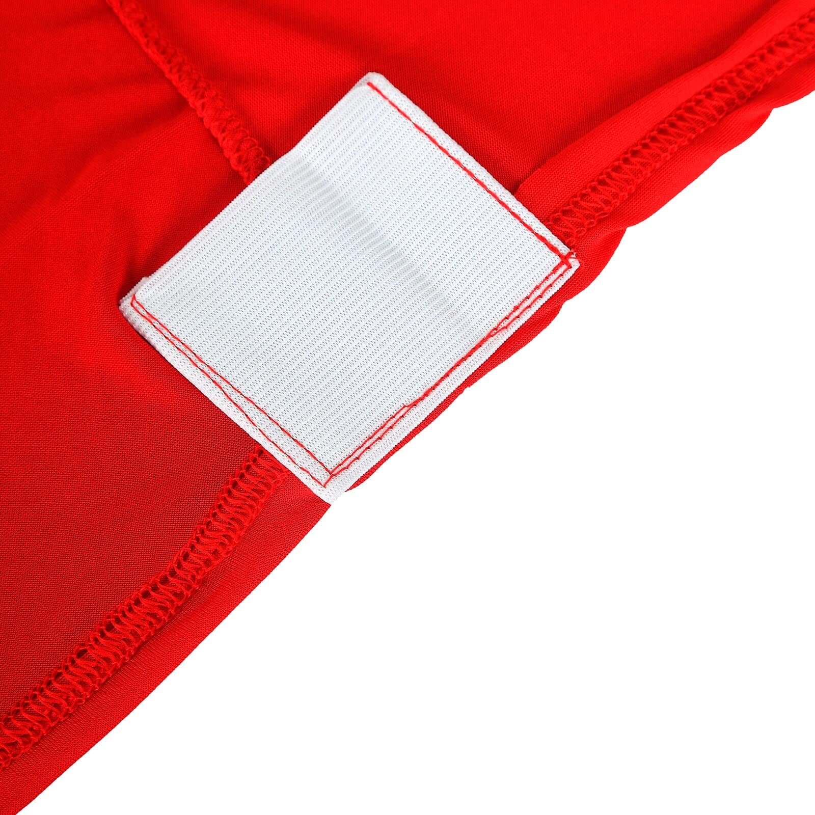 Stretch Spandex 96"x30" Rectangle Table Cover Red with Curved Open Back Design Tailored Professional Look