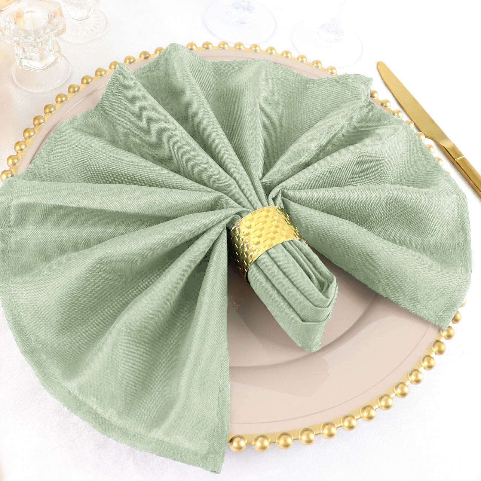 5 Pack Polyester 20"x20" Napkins Sage Green - Wrinkle Resistant & Easy Care Cloth Napkins