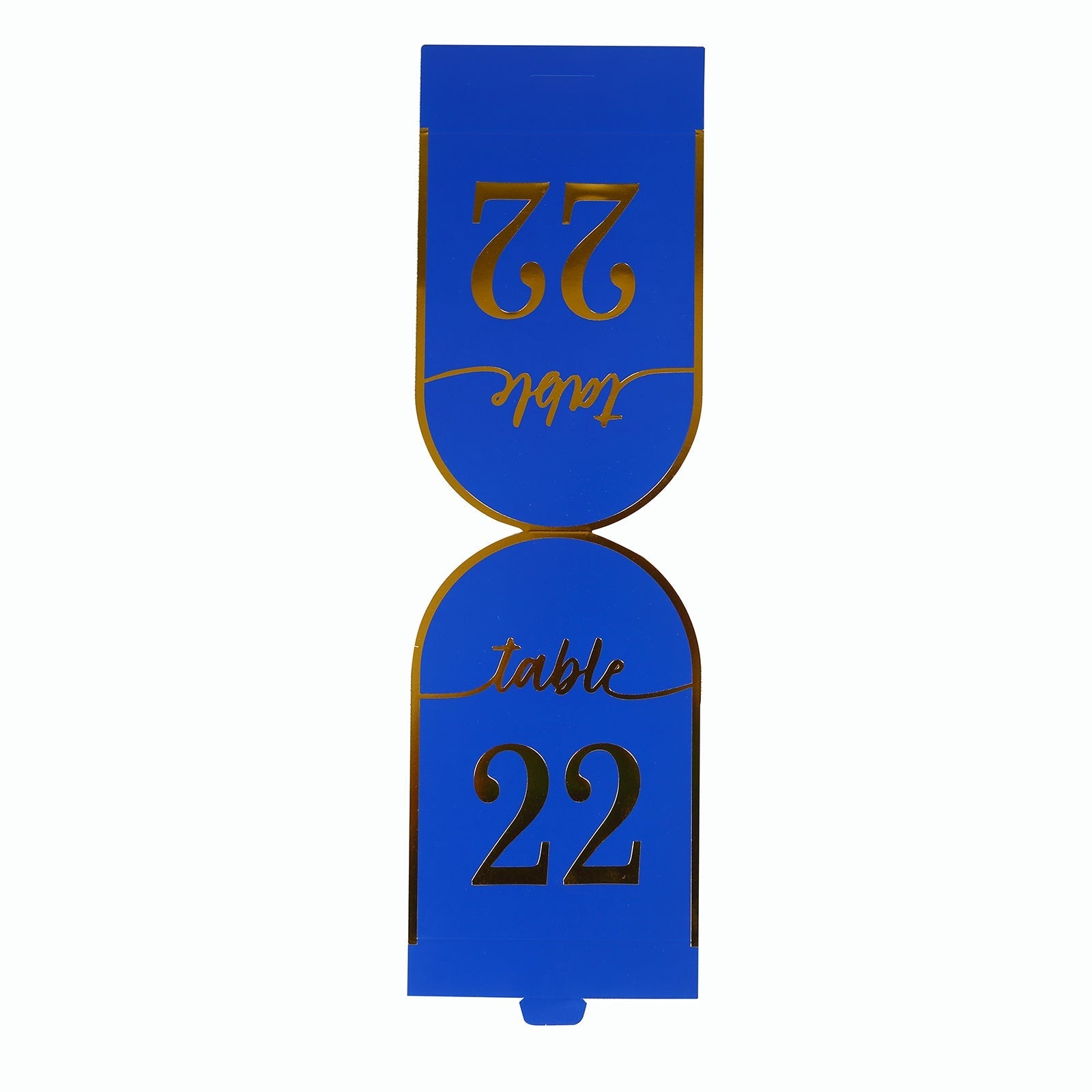 25-Pack Paper Wedding Table Numbers 1-25 Royal Blue Arch Cutout Design - Sleek & Modern Free Standing Double Sided Table Tent Cards with Metallic Gold Foil Numbers 7"