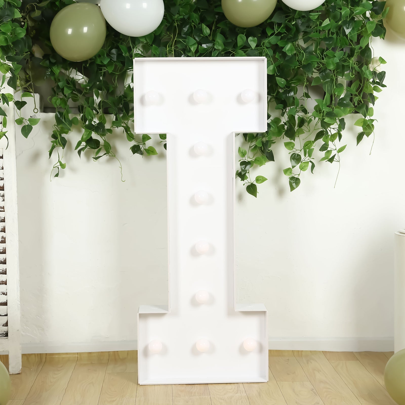 Giant LED Marquee Light Up Letter "I", White 4ft Pre-Cut Foam Board with 10 Warm White Battery Operated LEDs, Glue Gun and Sticks