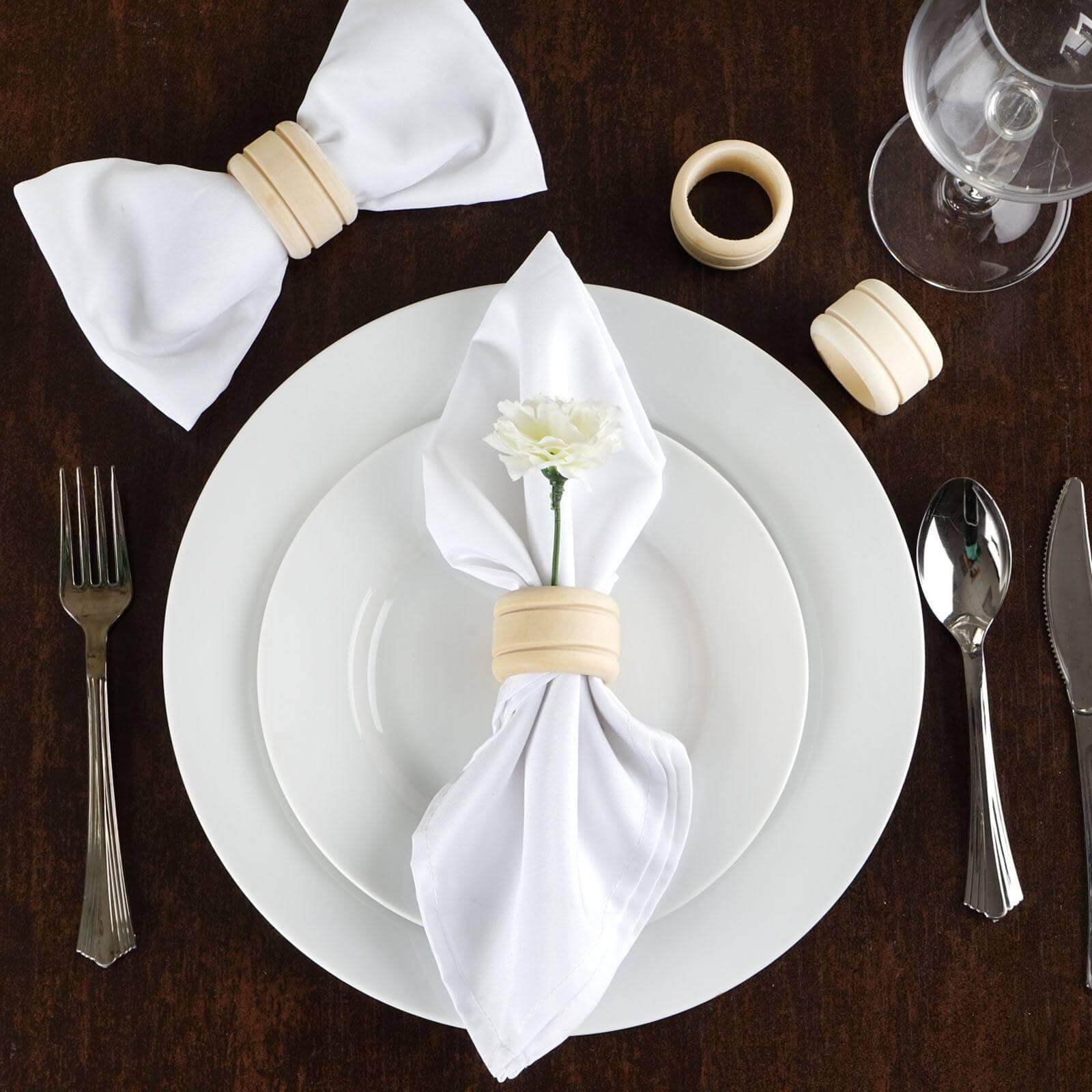 4 Pack Eco Friendly Natural Wooden Napkin Holder Rings, Disposable