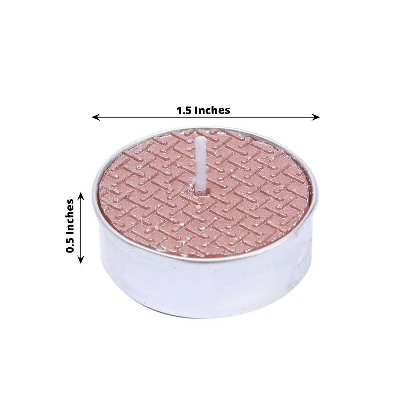 9-Pack Tealight Candles Metallic Rose Gold Textured Design - Unscented Dripless Wax for Events