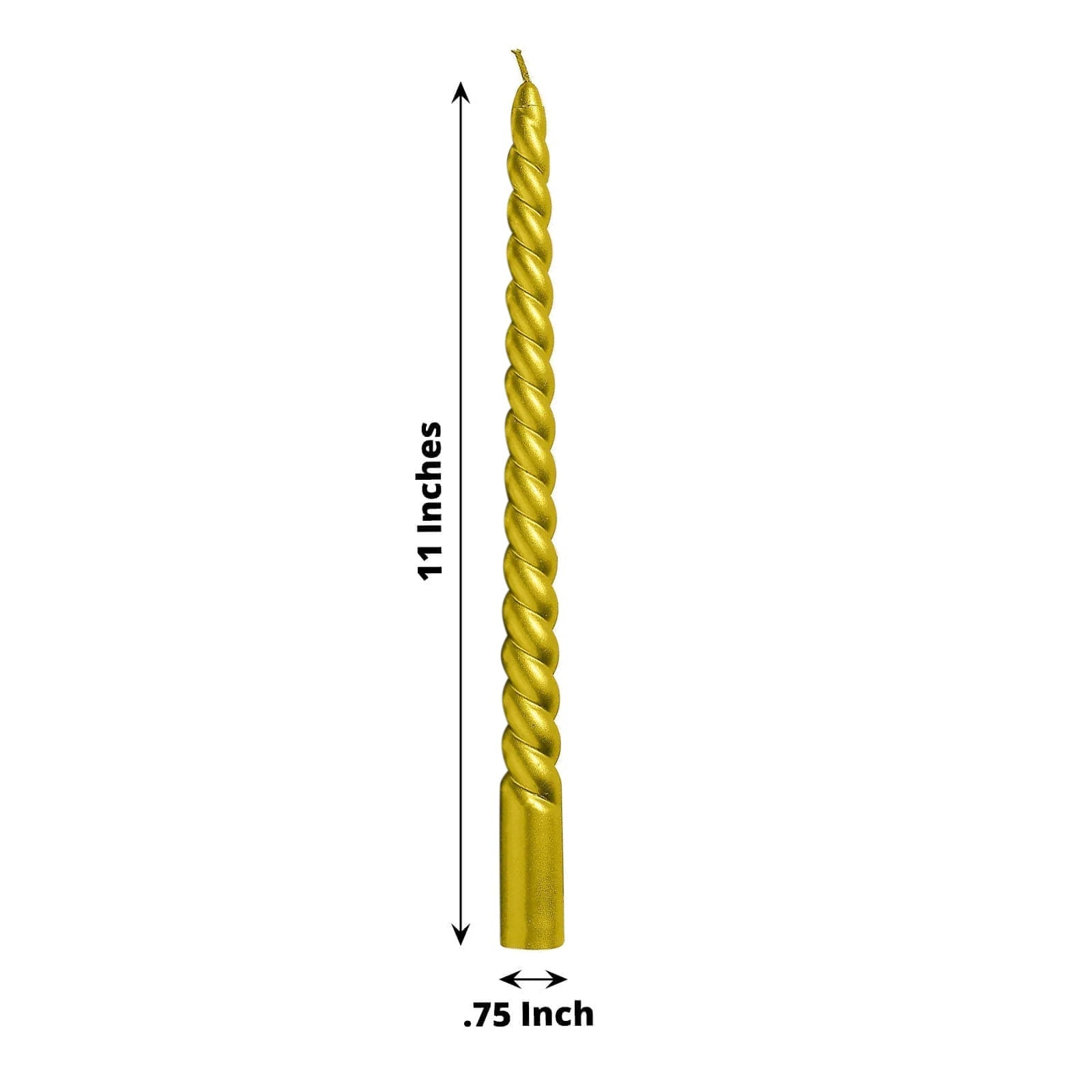 12-Pack Taper Candles Spiral Long Burn Wick Design Gold - Premium Unscented Wax Dinner Candle Sticks 11"
